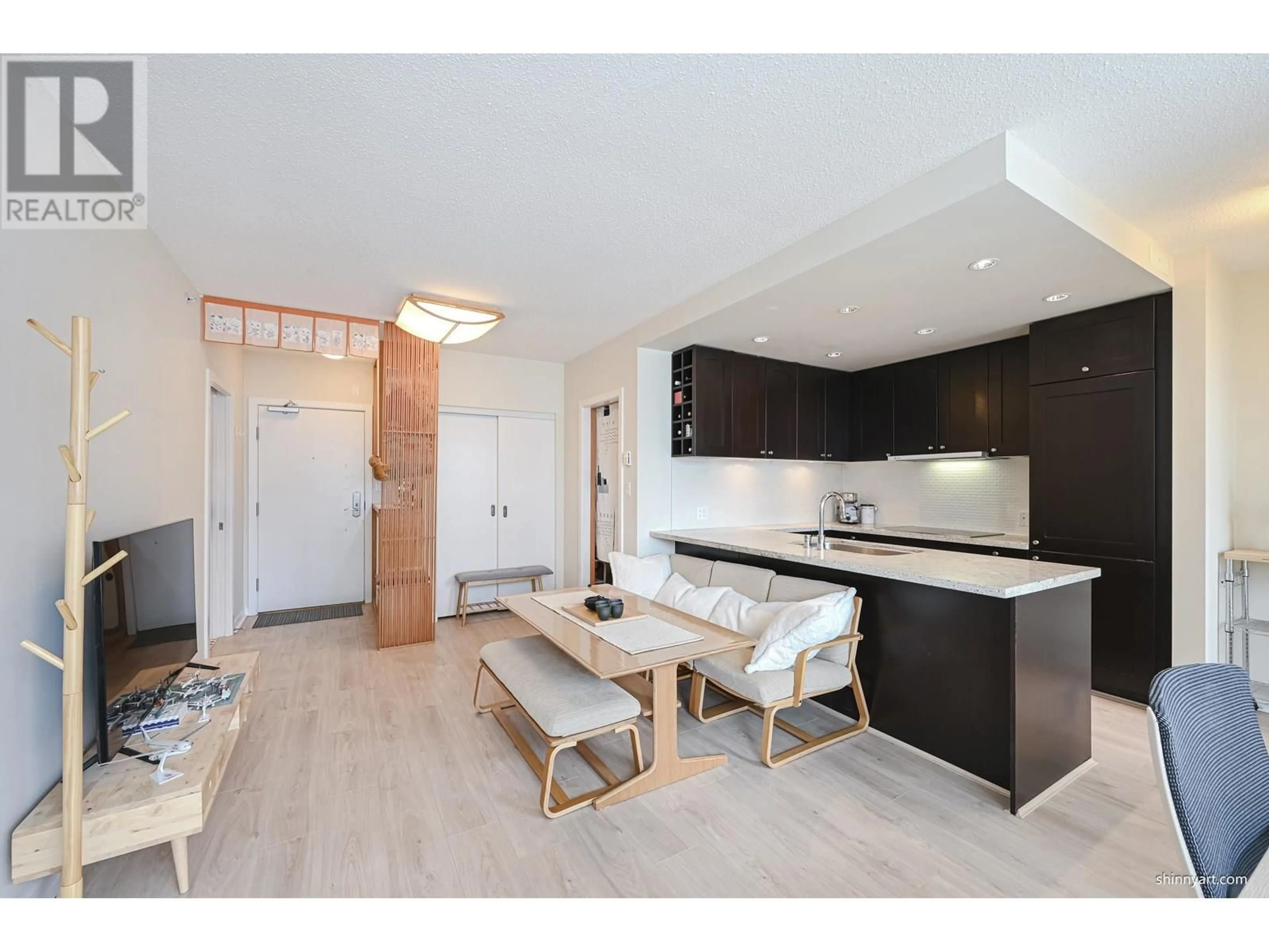 Open concept kitchen, wood/laminate floor for 1403 - 821 CAMBIE STREET, Vancouver British Columbia V6B0E3