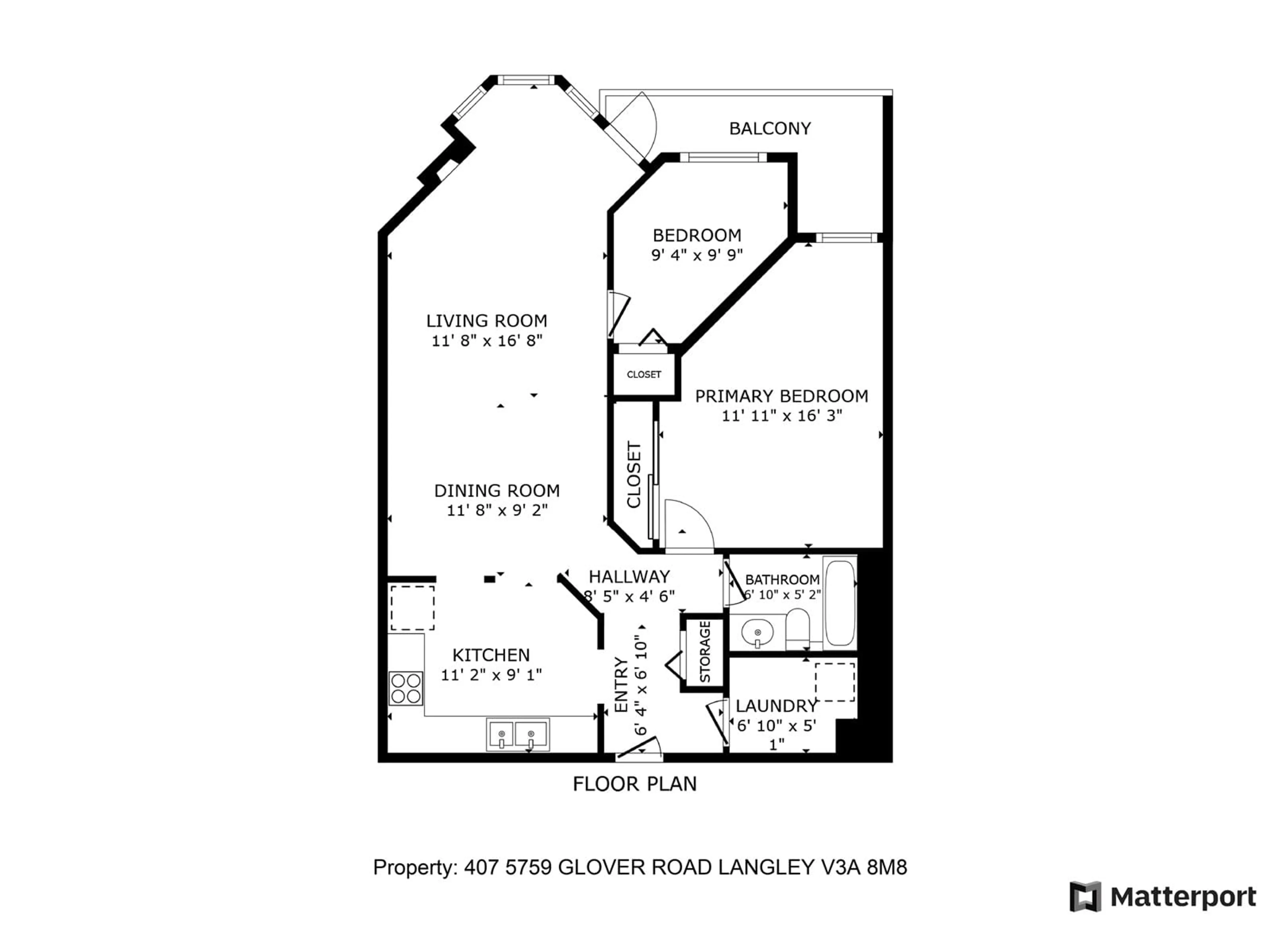 Floor plan for 407 - 5759 GLOVER, Langley British Columbia V3A8M8