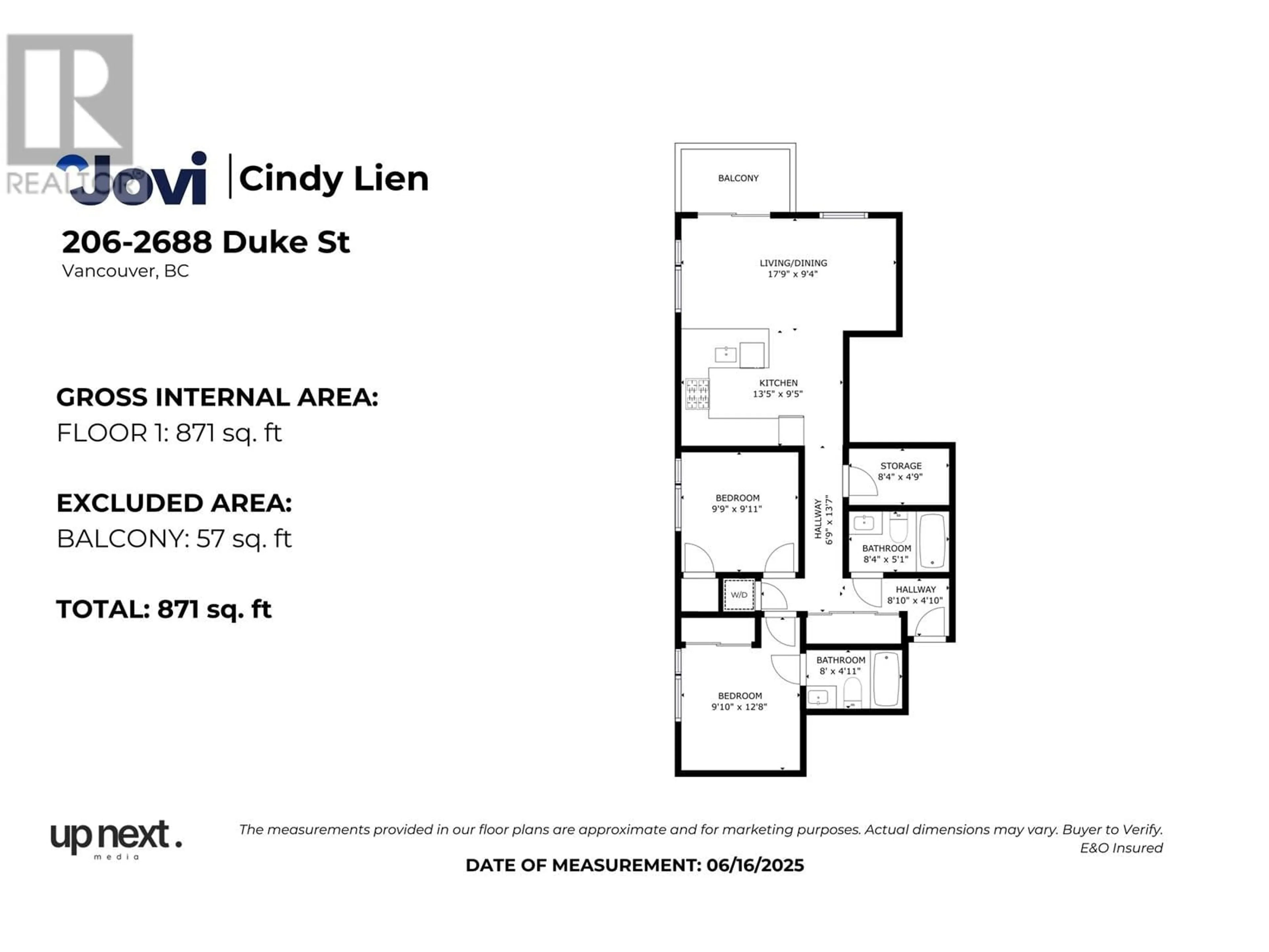 Floor plan for 206 - 2688 DUKE STREET, Vancouver British Columbia V5R4S9
