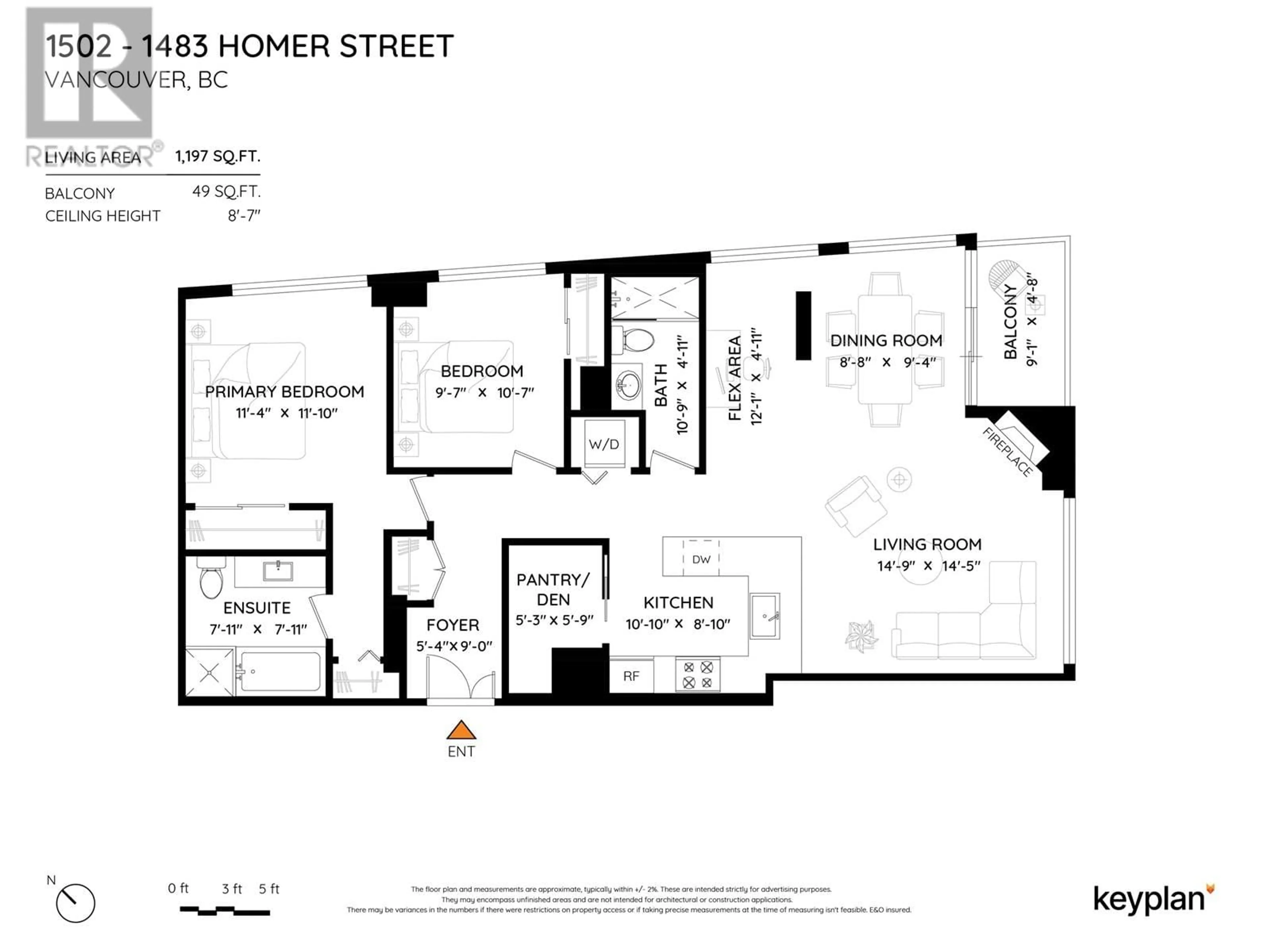 Floor plan for 1502 - 1483 HOMER STREET, Vancouver British Columbia V6Z3C7