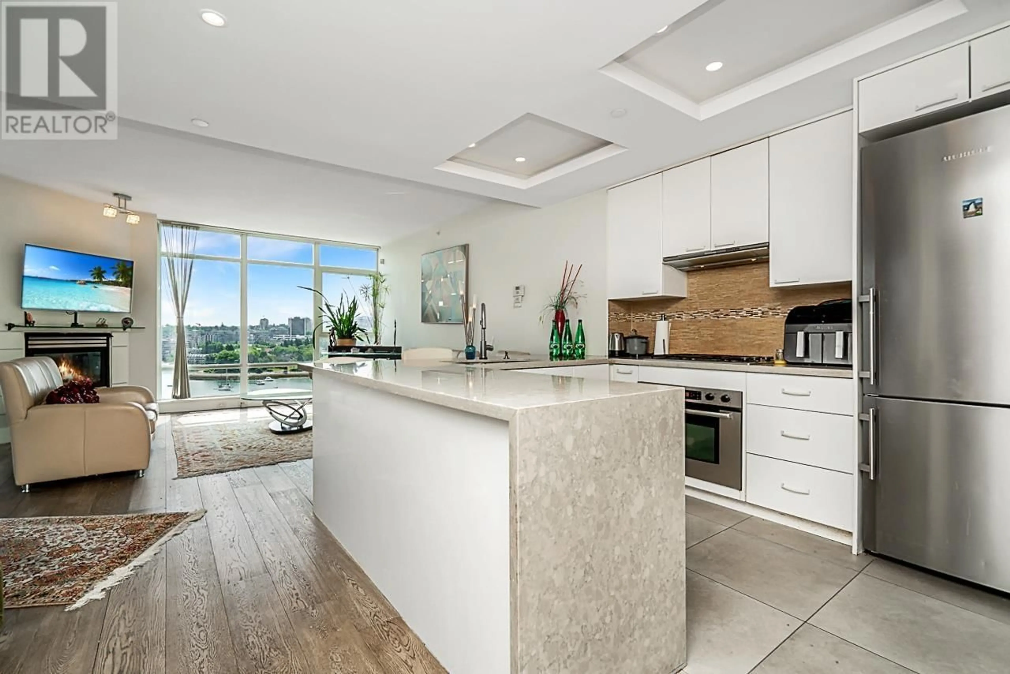 Open concept kitchen, ceramic/tile floor for 1502 - 1483 HOMER STREET, Vancouver British Columbia V6Z3C7