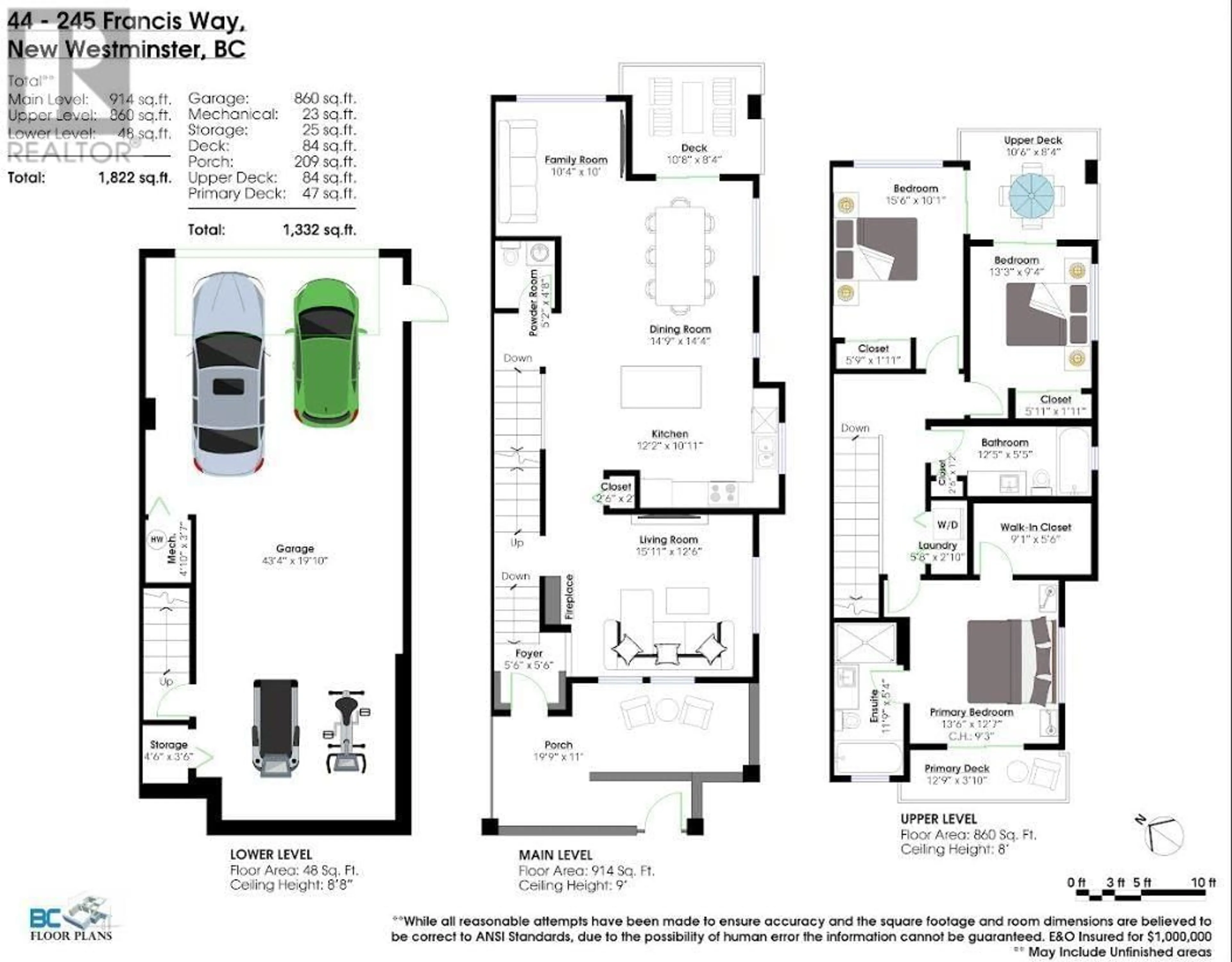 Floor plan for 44 - 245 FRANCIS WAY, New Westminster British Columbia V3L0A7