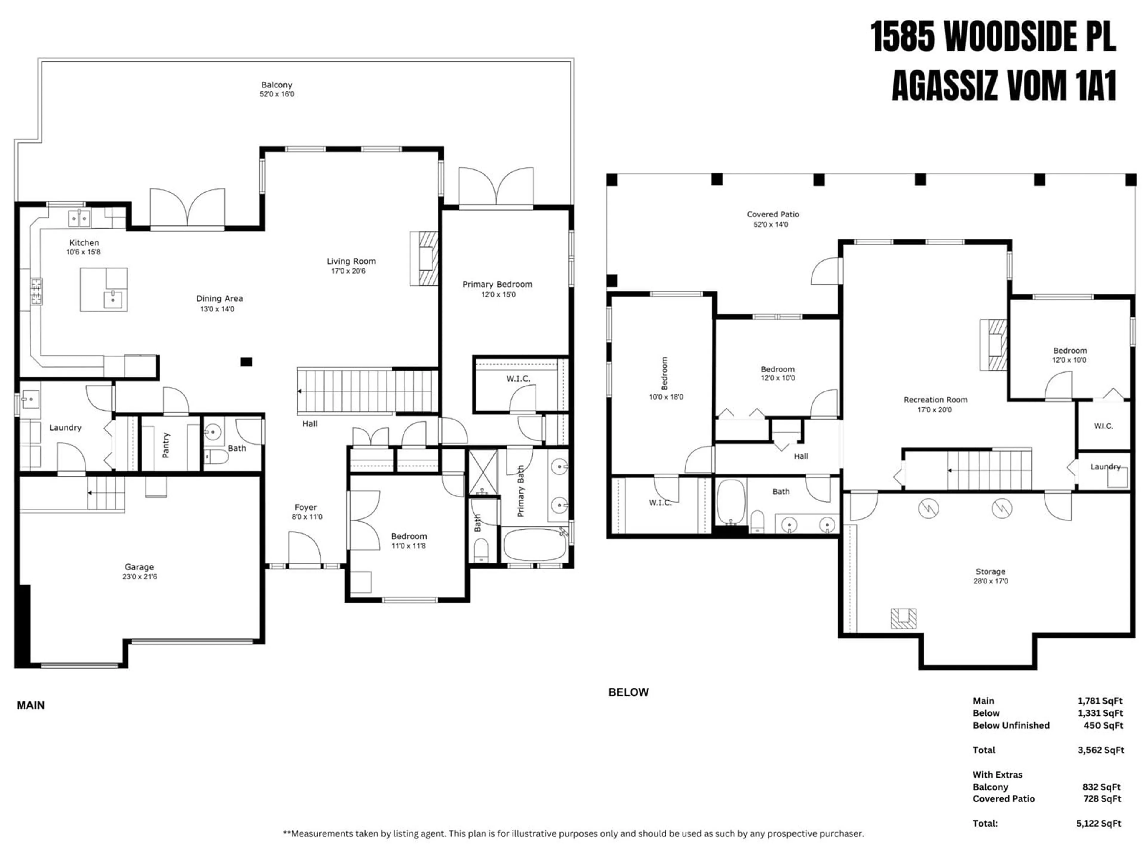 Floor plan for 1585 WOODSIDE PLACE, Agassiz British Columbia V0M1A1