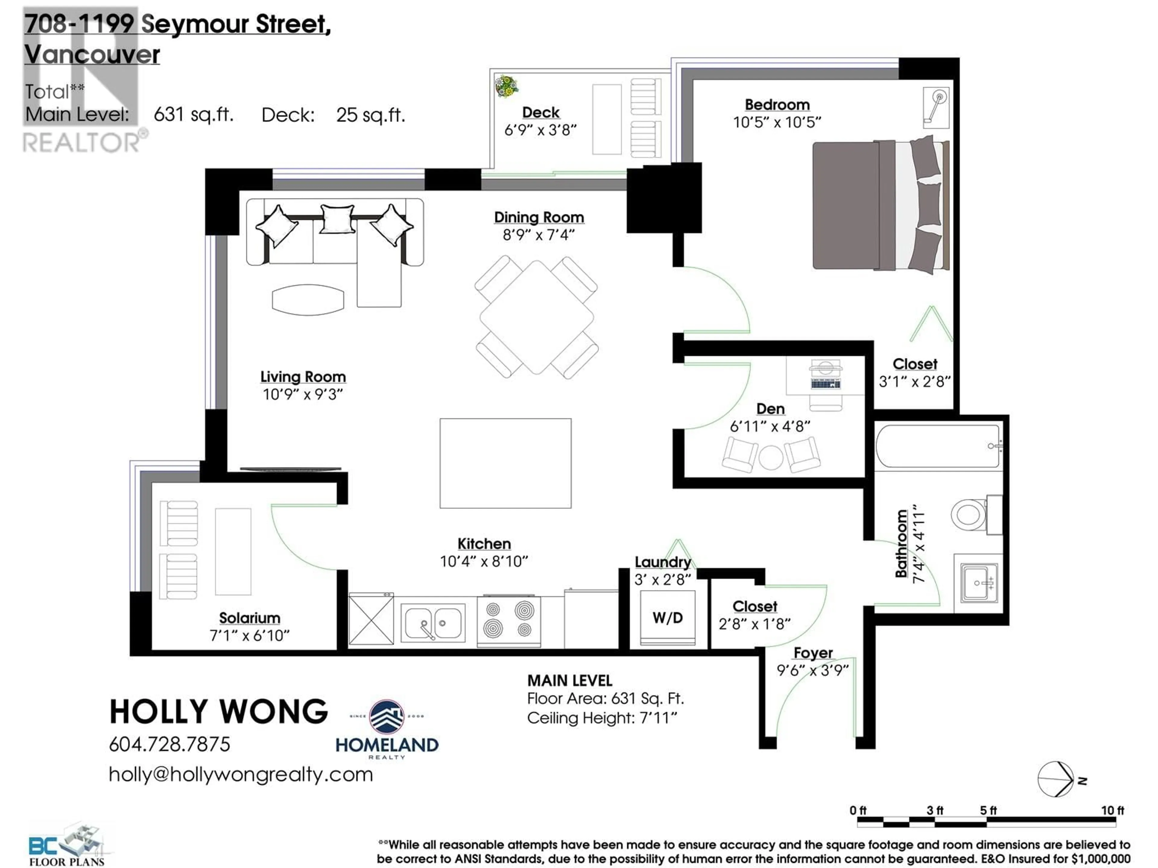 Floor plan for 708 - 1199 SEYMOUR STREET, Vancouver British Columbia V6B1K3