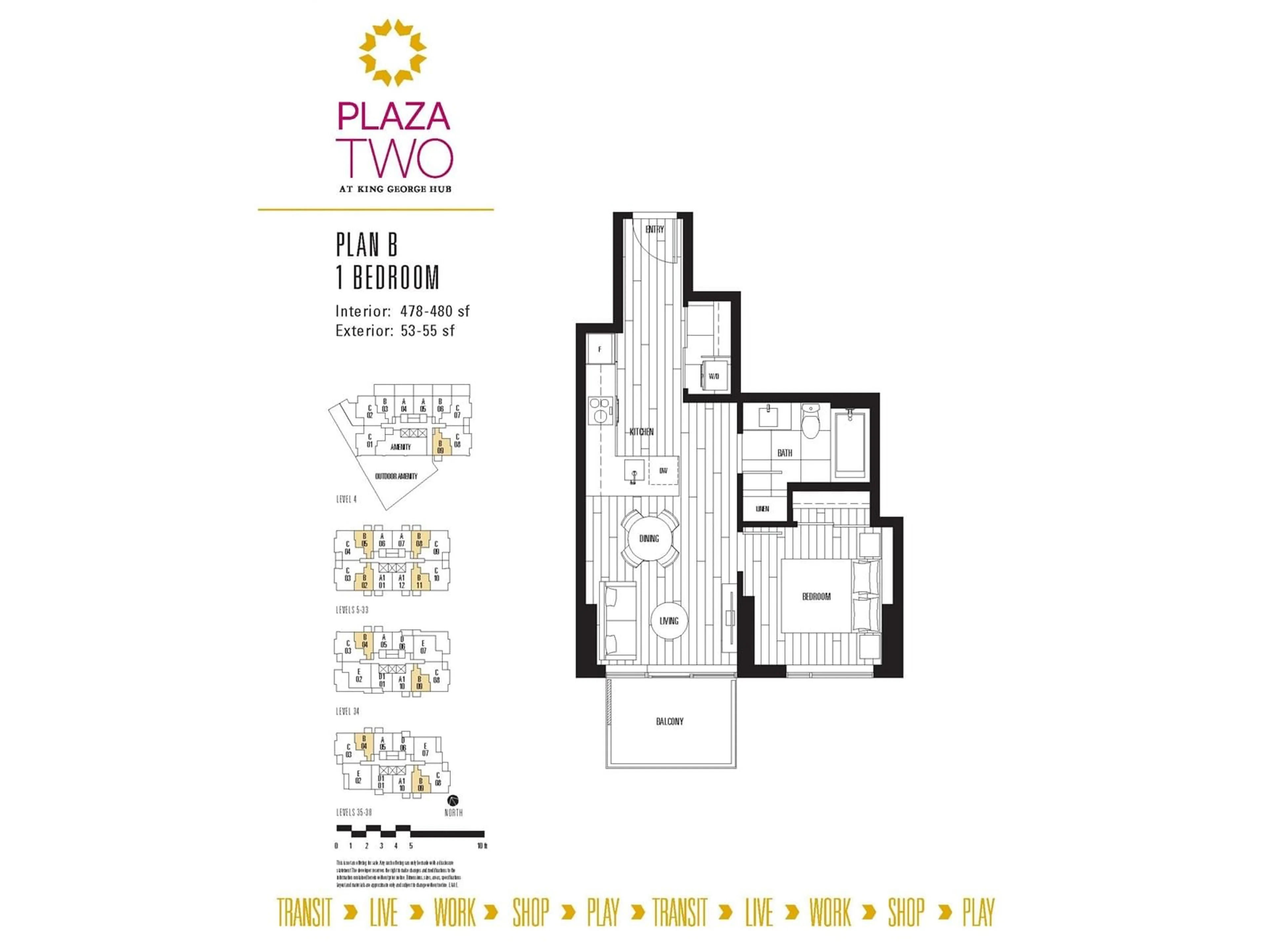 Floor plan for 611 - 13745 GEORGE JUNCTION, Surrey British Columbia V3T0V8