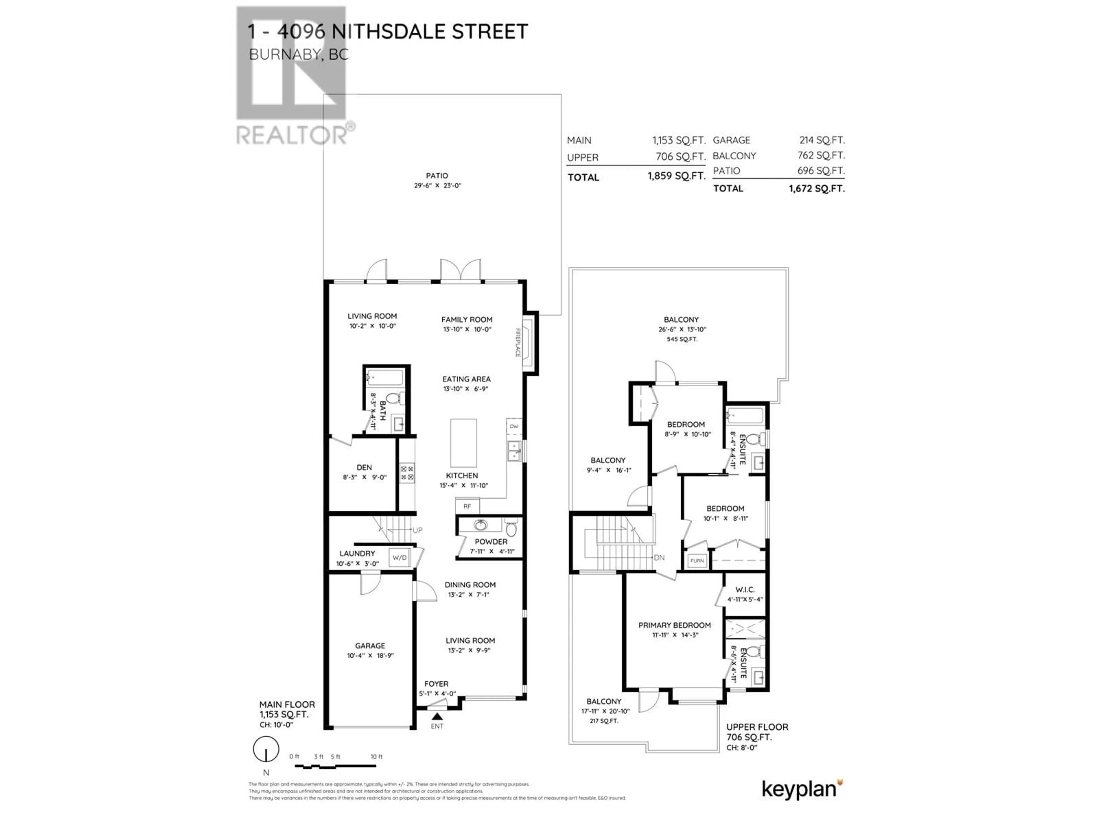 Floor plan for 1 - 4096 NITHSDALE STREET, Burnaby British Columbia V5G1P6