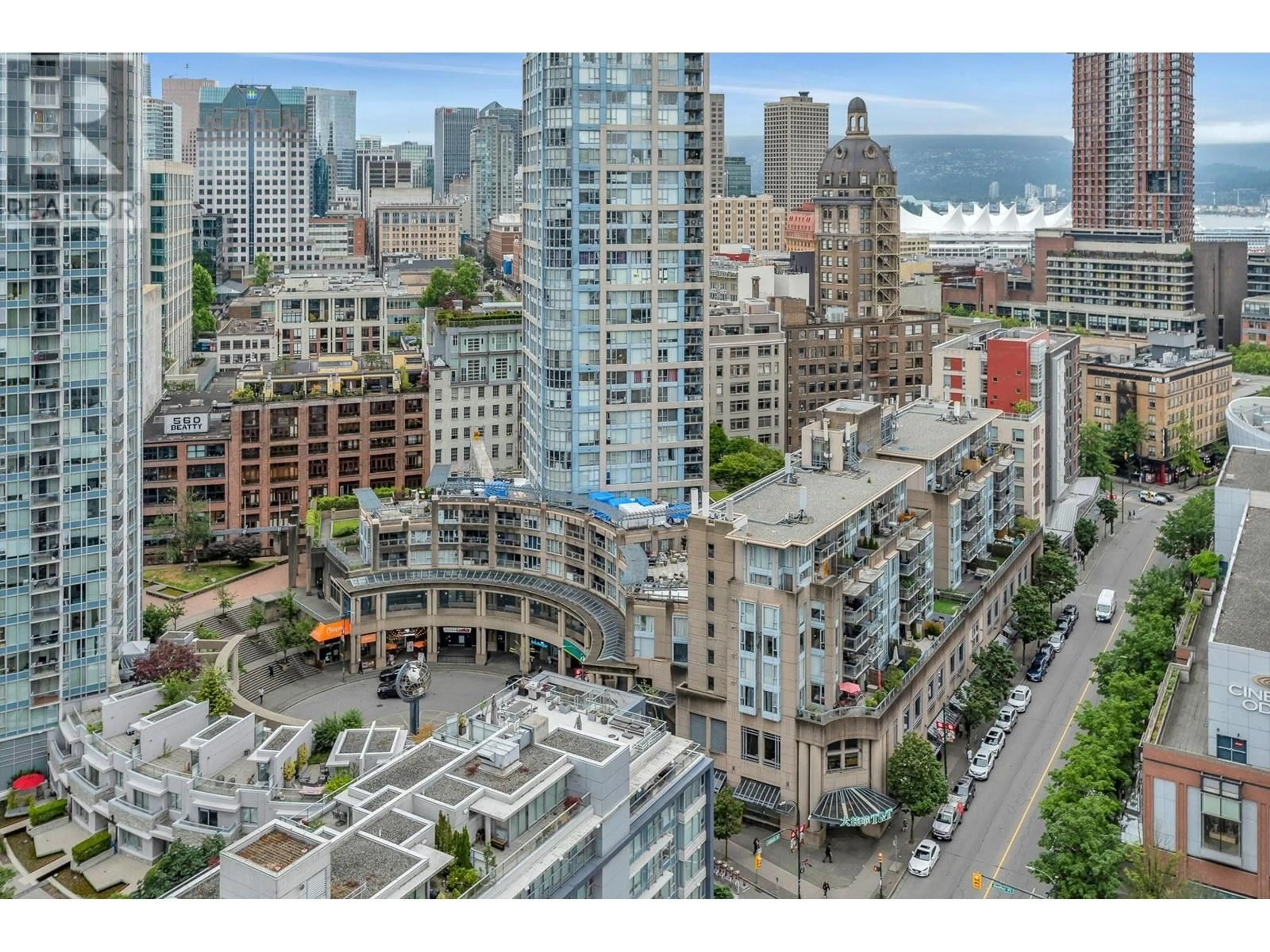 A pic from outside/outdoor area/front of a property/back of a property/a pic from drone, city buildings view from balcony for 2707 - 688 ABBOTT STREET, Vancouver British Columbia V6B0B9