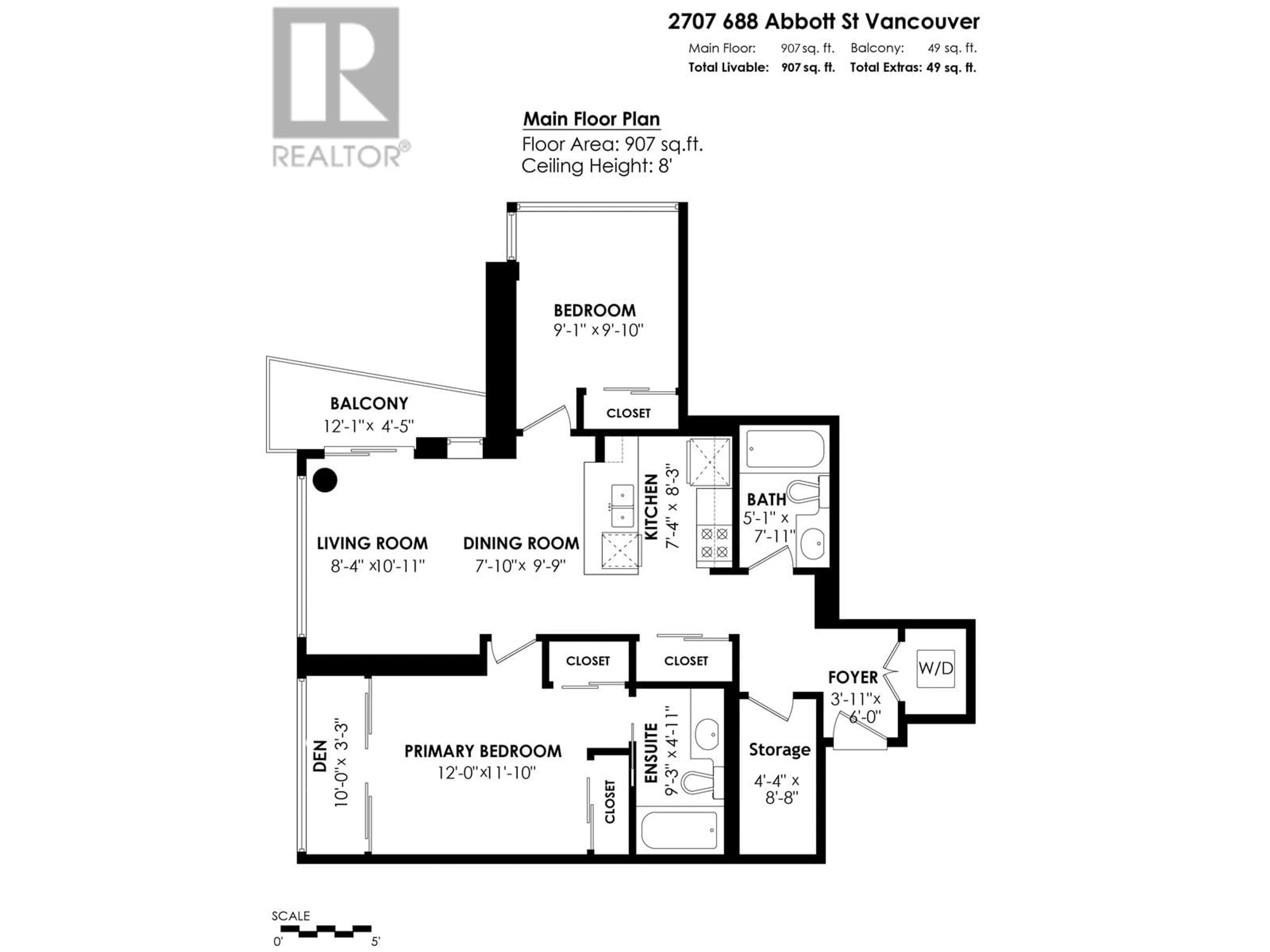 Floor plan for 2707 - 688 ABBOTT STREET, Vancouver British Columbia V6B0B9