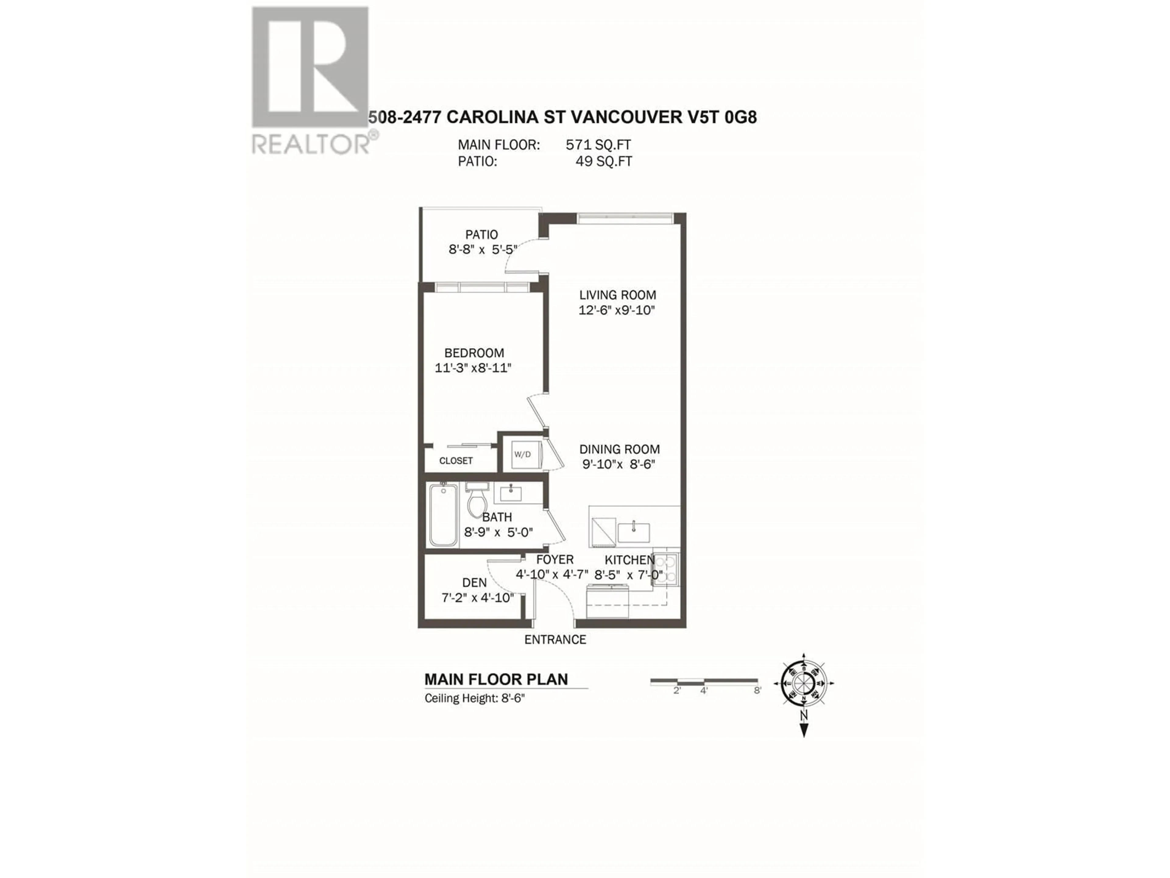 Floor plan for 508 - 2477 CAROLINA STREET, Vancouver British Columbia V5T0G8