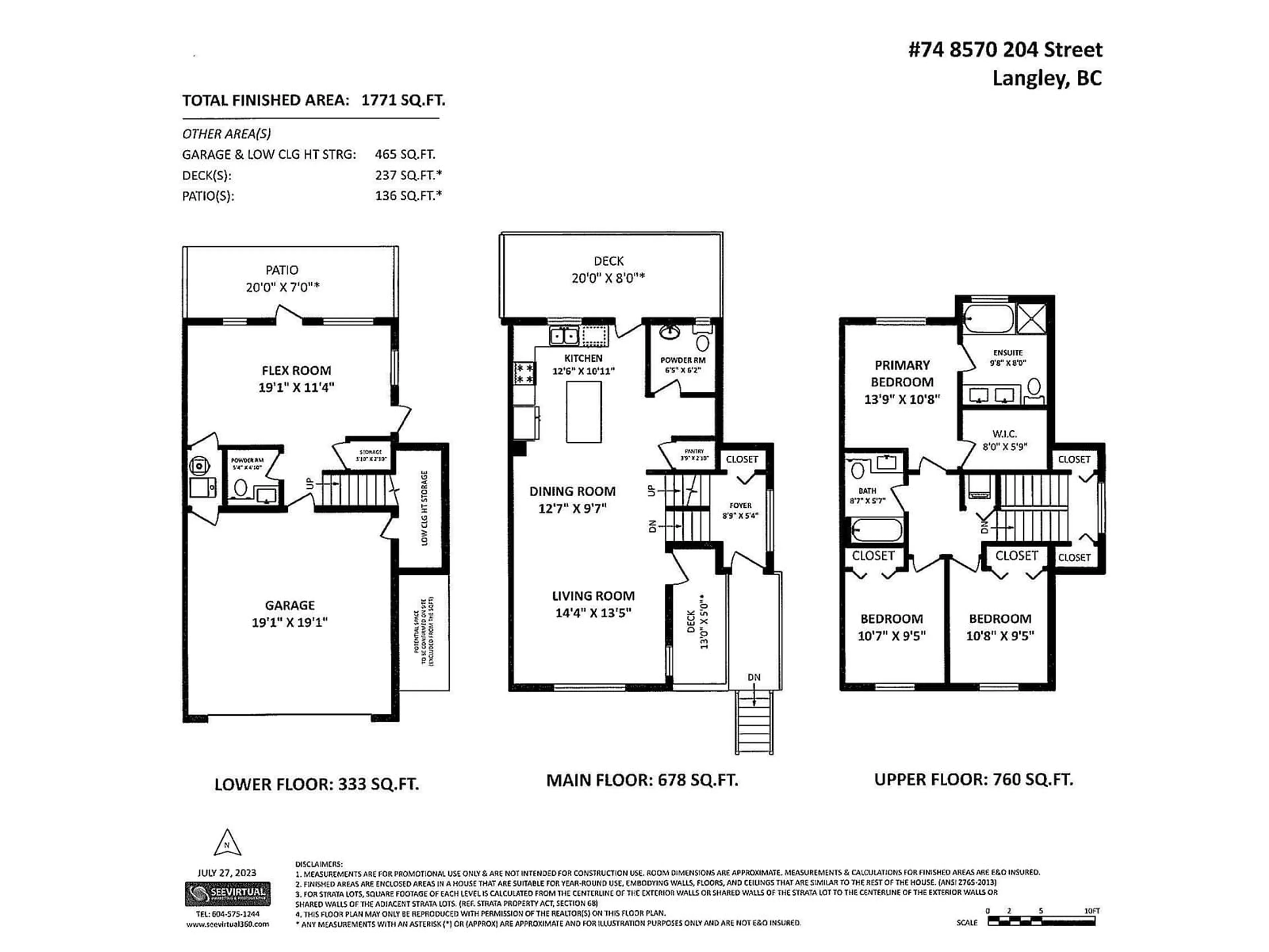 Floor plan for 74 - 8570 204TH, Langley British Columbia V2Y0T9