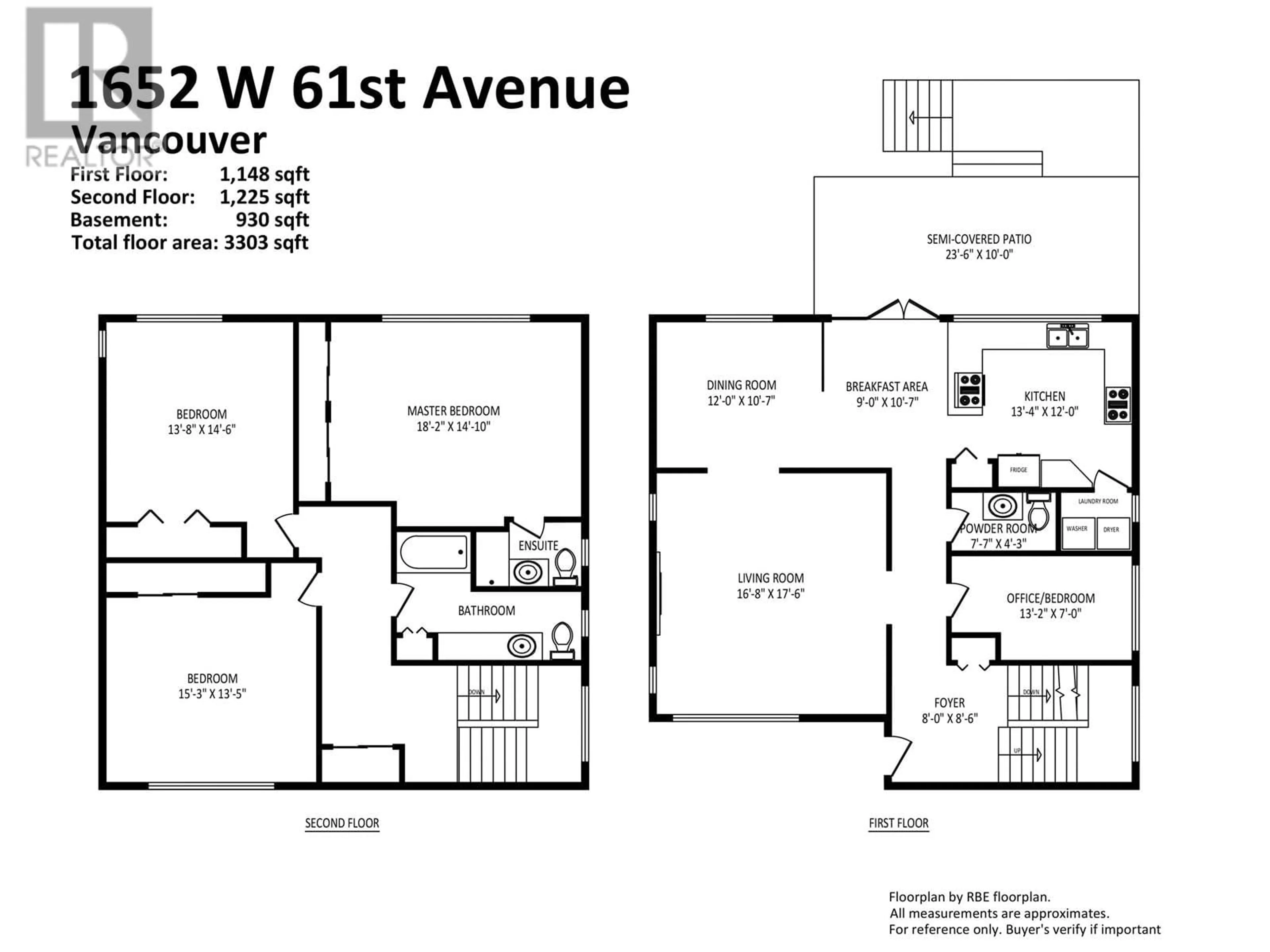 Floor plan for 1652 61ST AVENUE, Vancouver British Columbia V6P2C3
