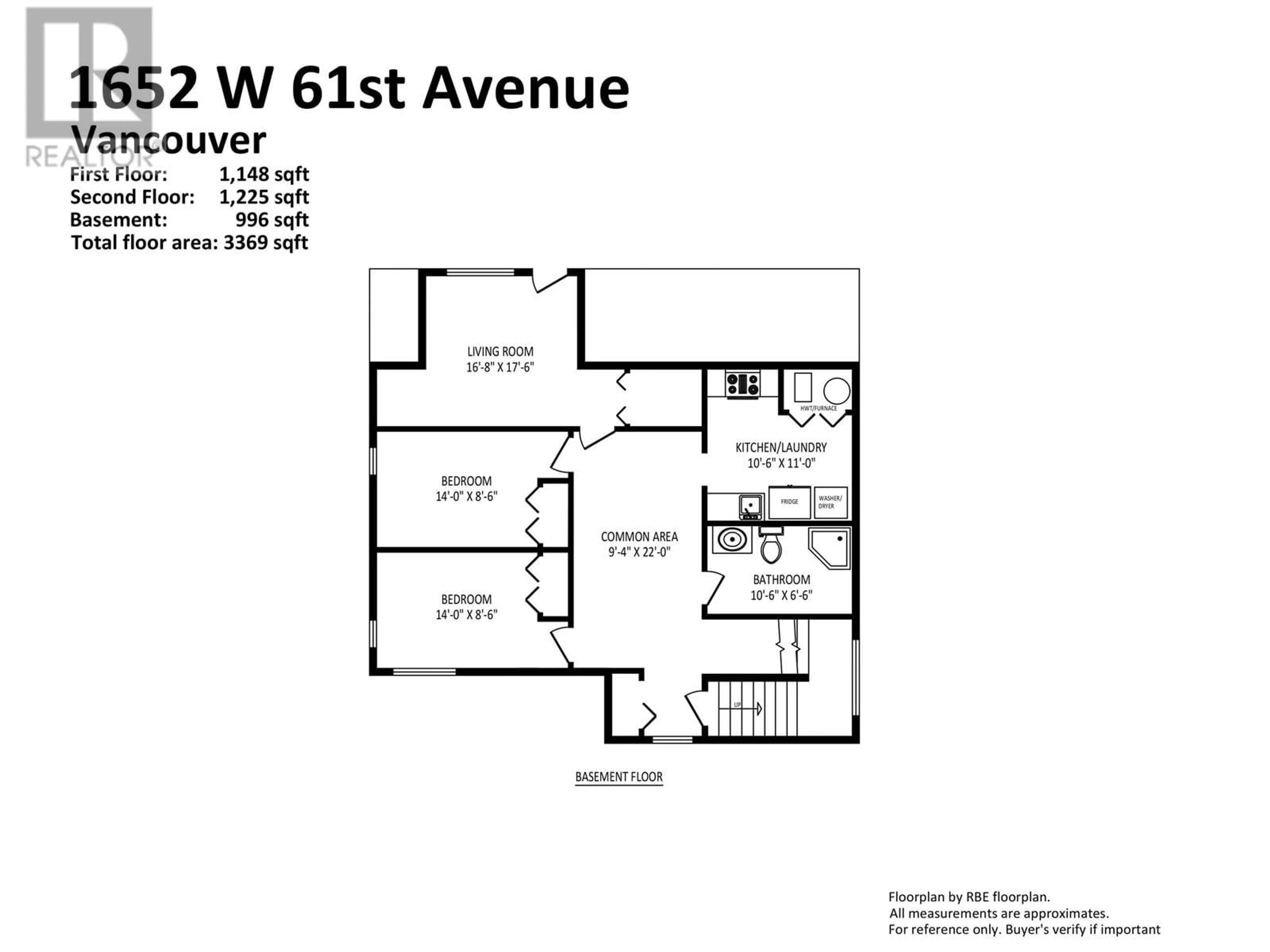 Floor plan for 1652 61ST AVENUE, Vancouver British Columbia V6P2C3