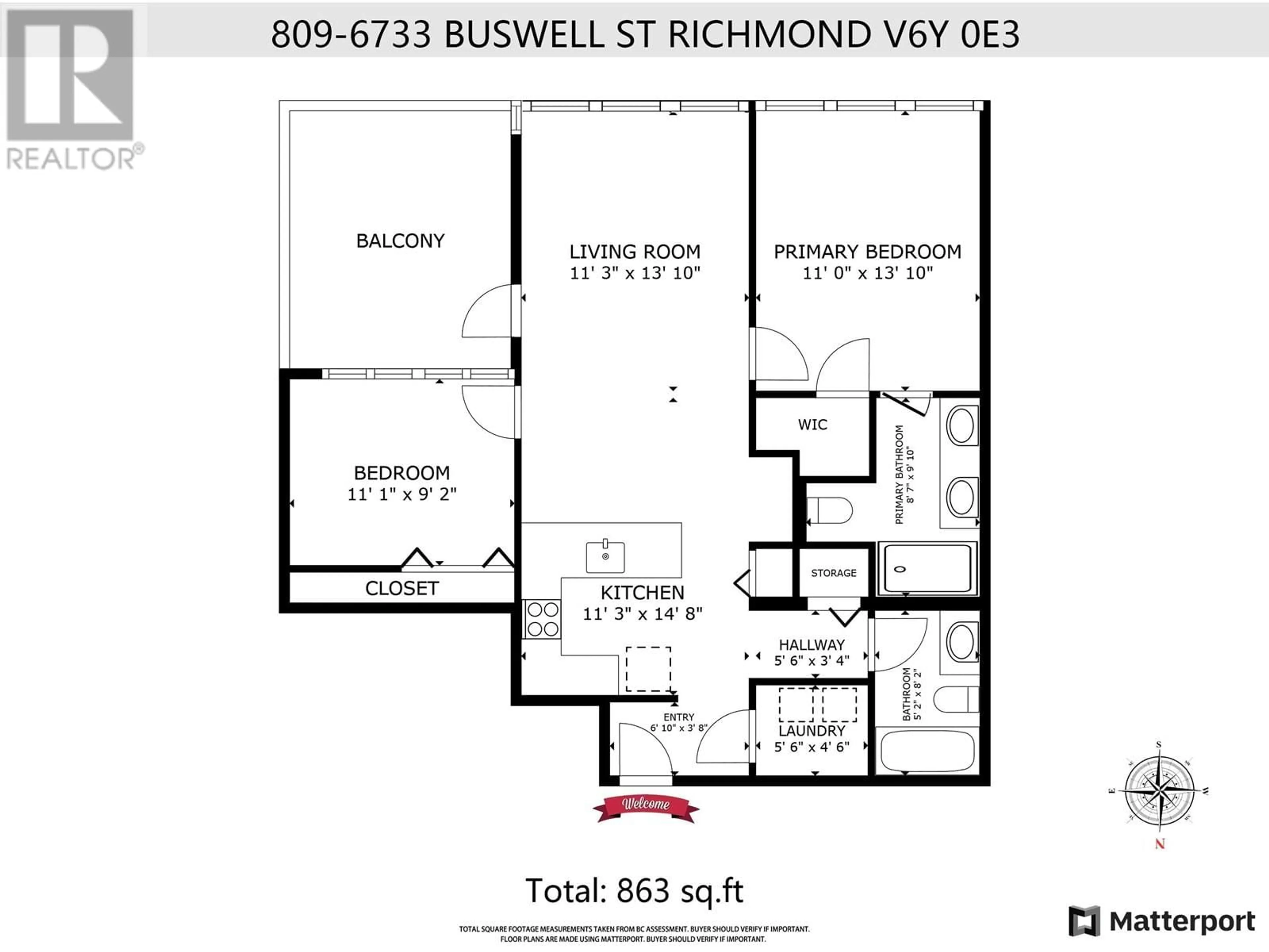 Floor plan for 809 - 6733 BUSWELL STREET, Richmond British Columbia V6Y0E3