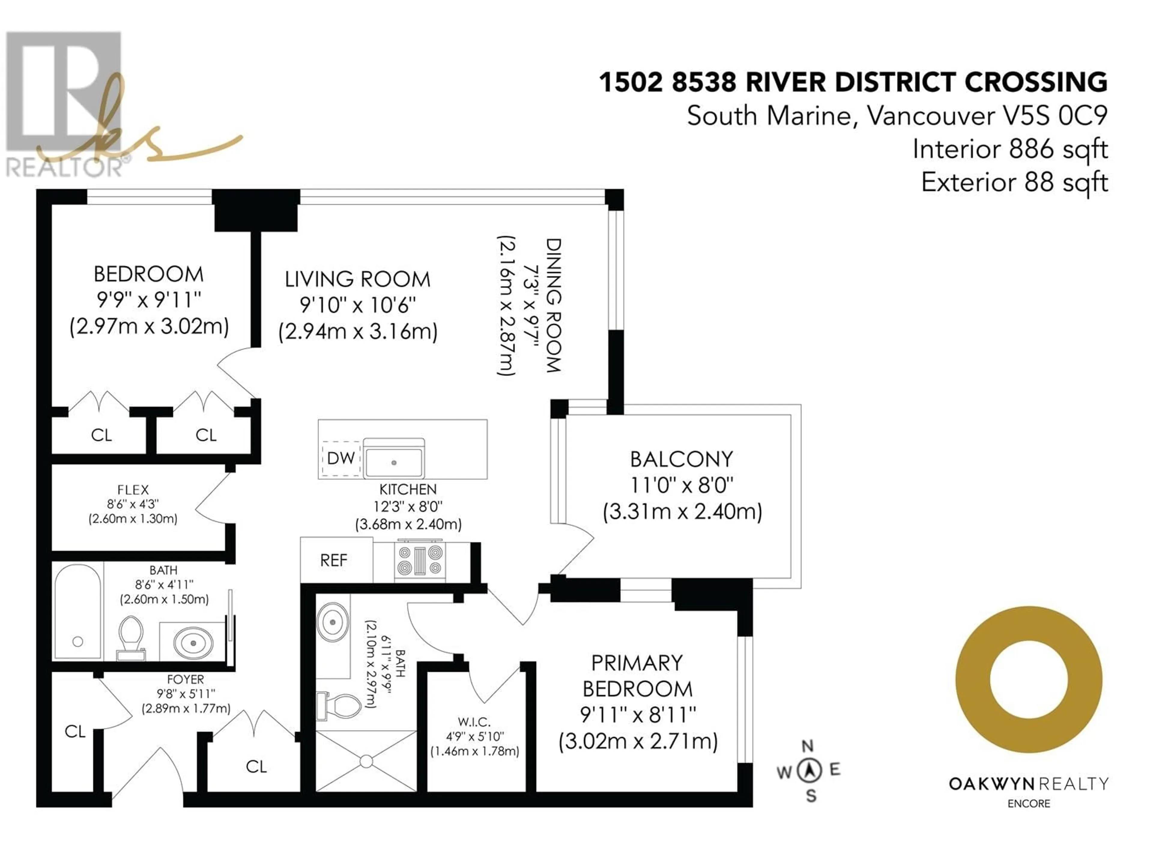 Floor plan for 1502 - 8538 RIVER DISTRICT CROSSING, Vancouver British Columbia V5S0C9