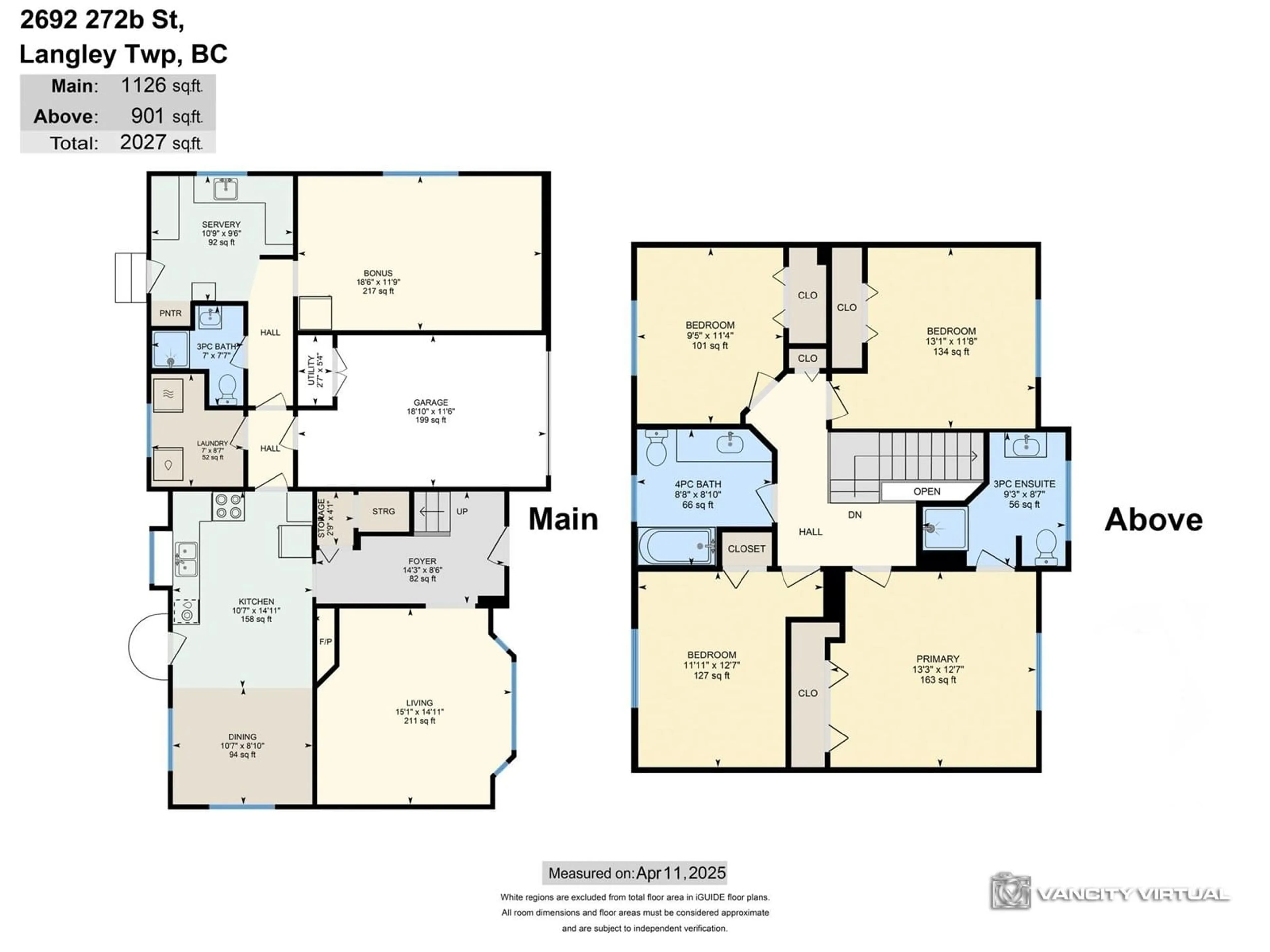 Floor plan for 2692 272B, Langley British Columbia V4W3K2