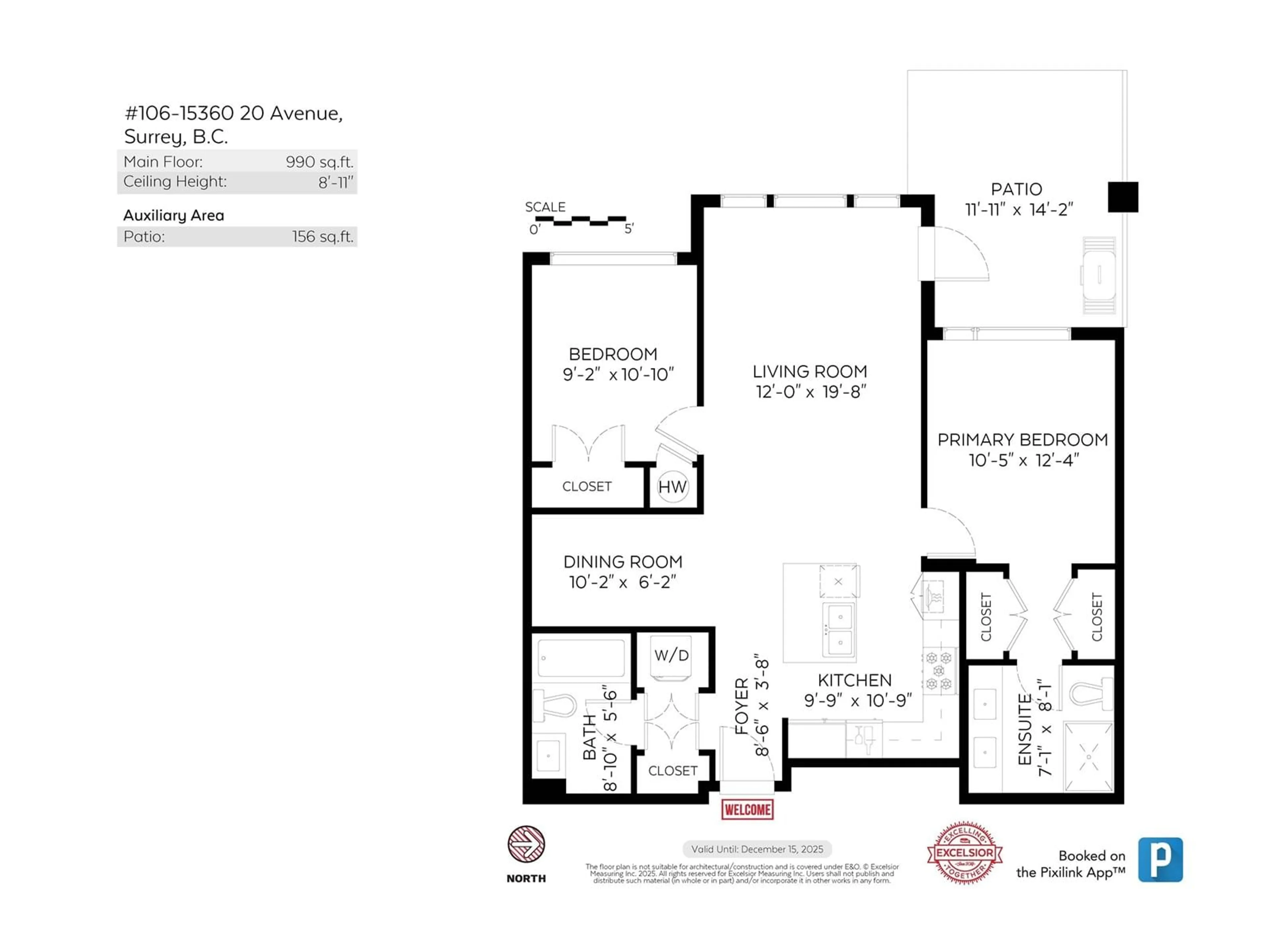 Floor plan for 106 - 15360 20TH, Surrey British Columbia V4A2A3