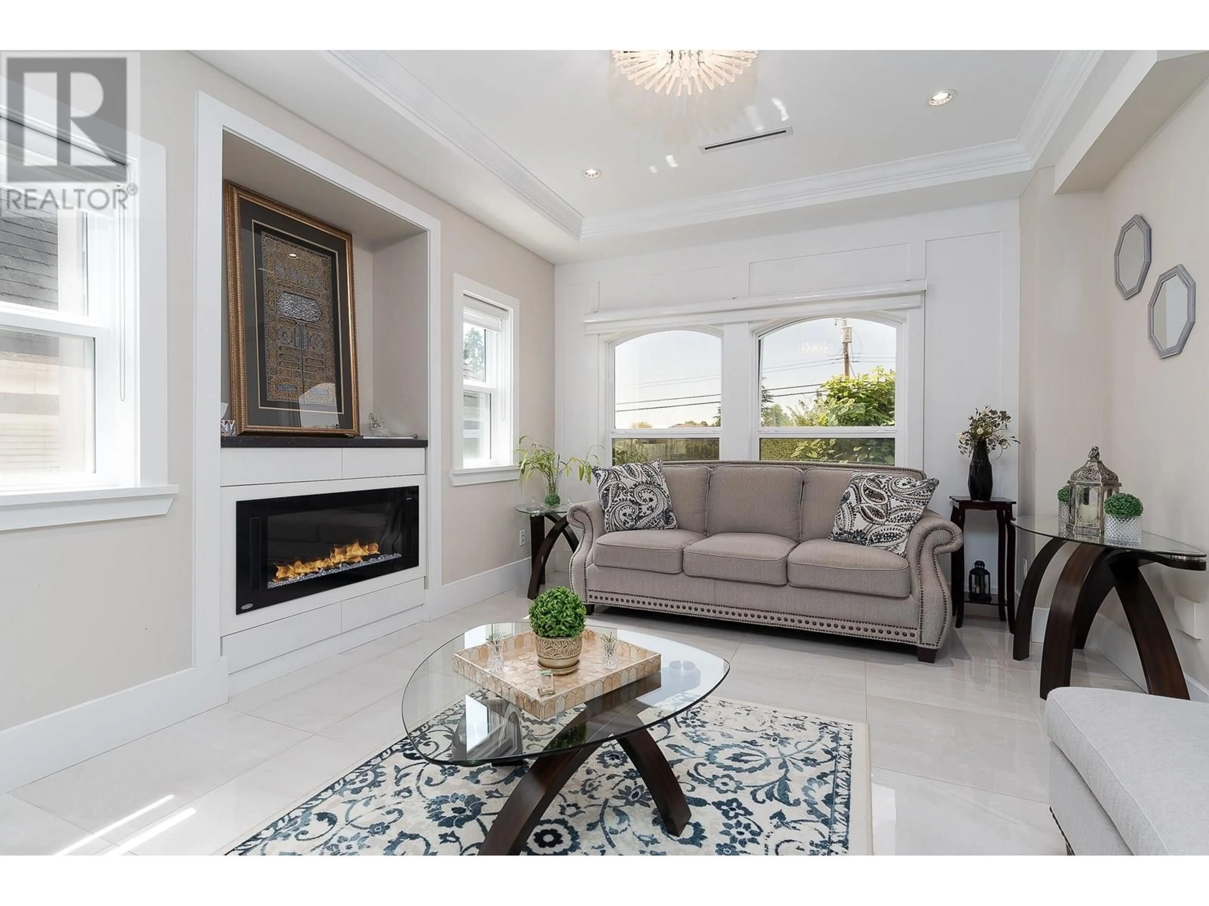 Living room with furniture, ceramic/tile floor for 7100 NO. 2 ROAD, Richmond British Columbia V7C3L6
