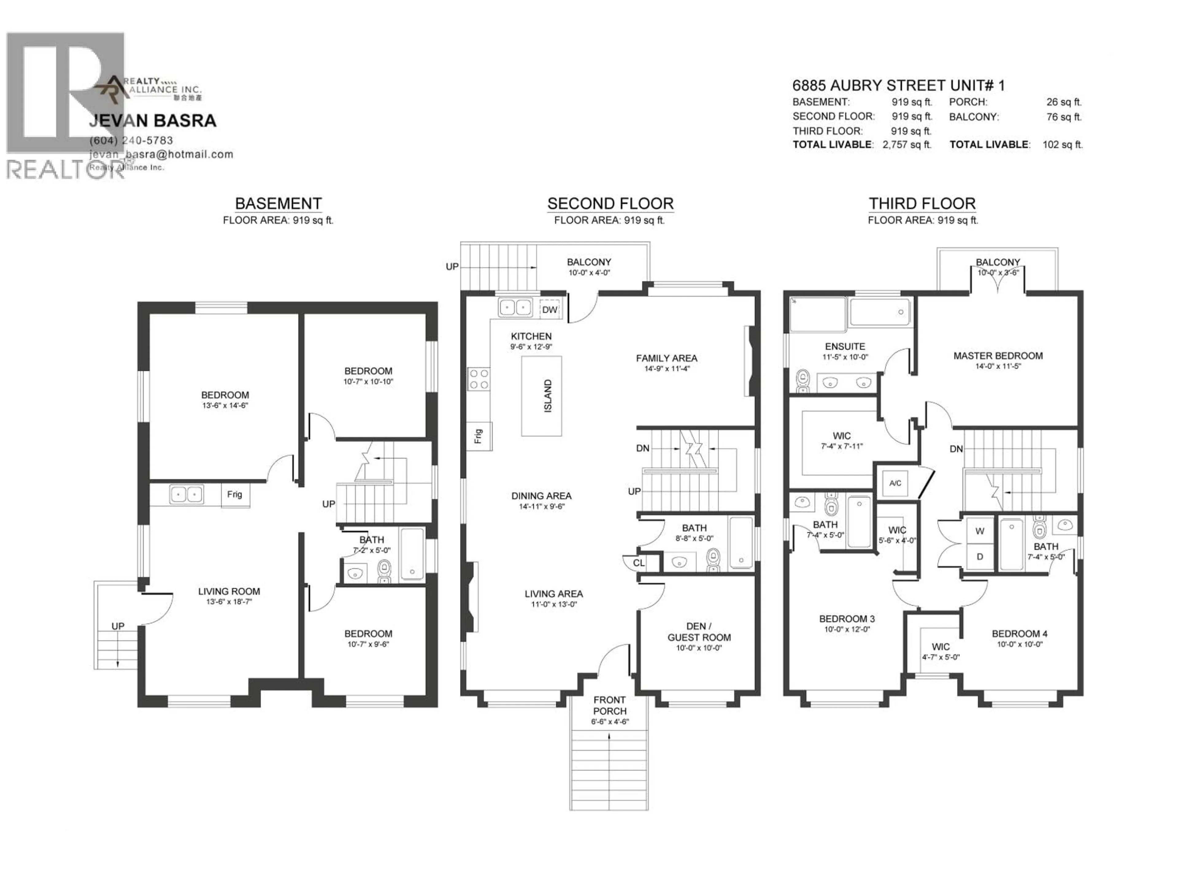 Floor plan for 1 - 6885 AUBREY STREET, Burnaby British Columbia V5B2E4