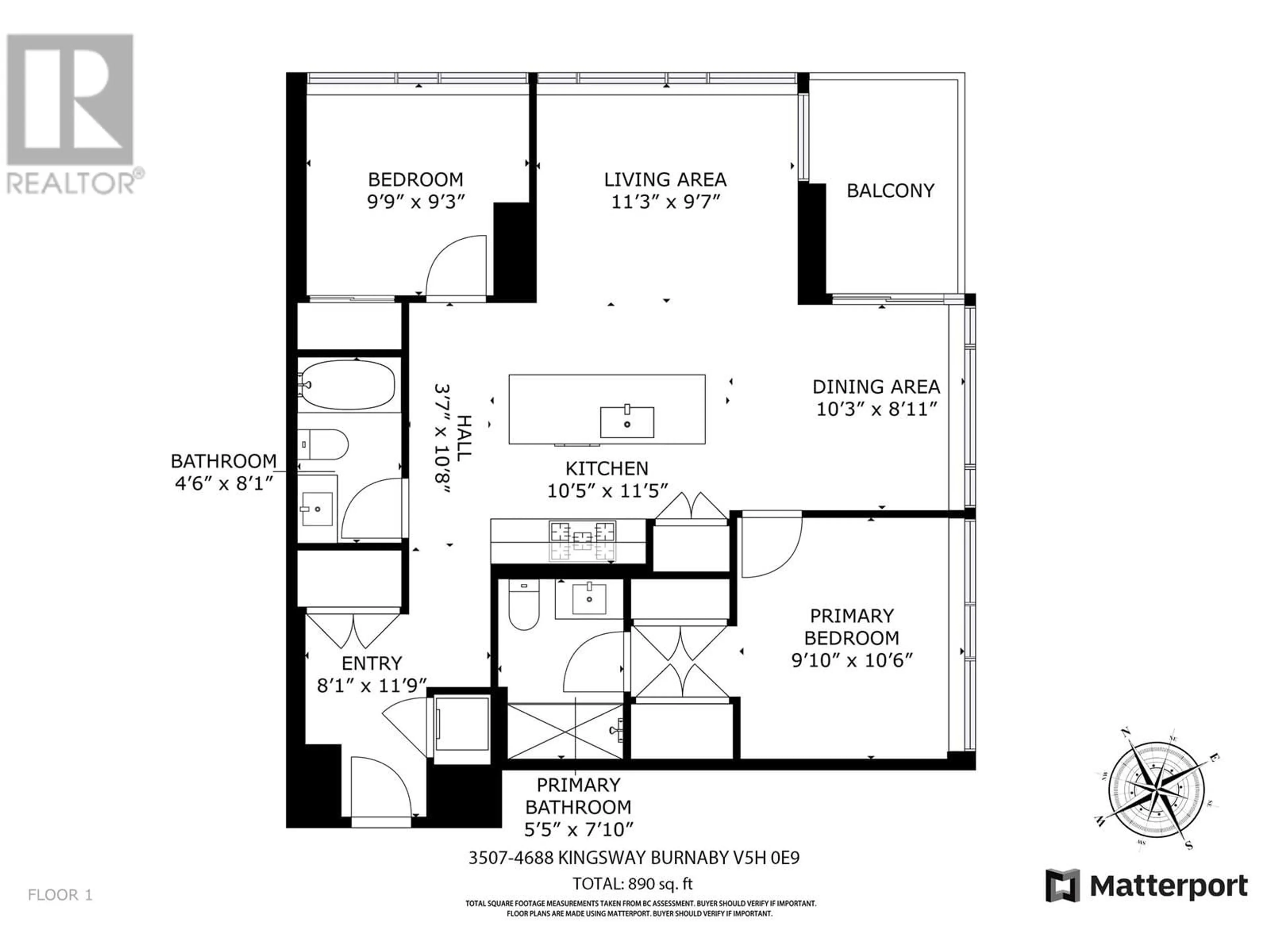 Floor plan for 3507 - 4688 KINGSWAY, Burnaby British Columbia V5H4L9