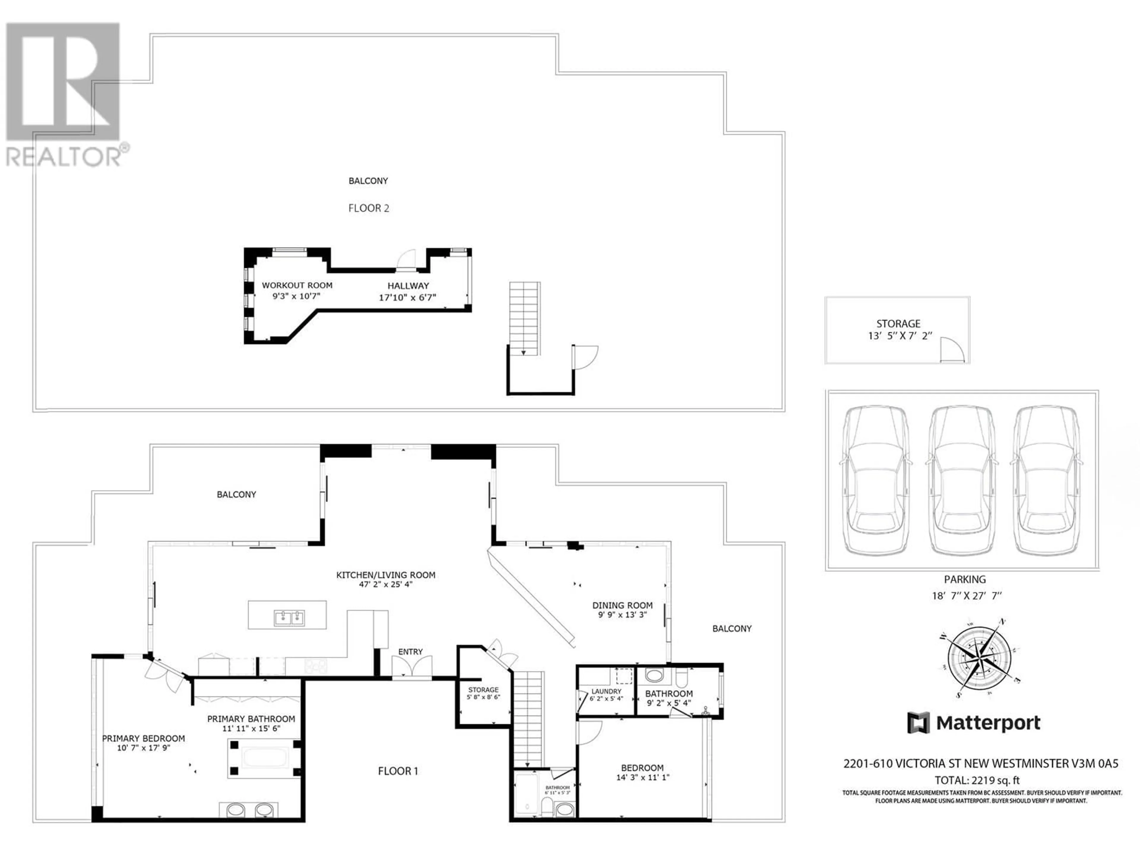 Floor plan for 2201 - 610 VICTORIA STREET, New Westminster British Columbia V3M0A5