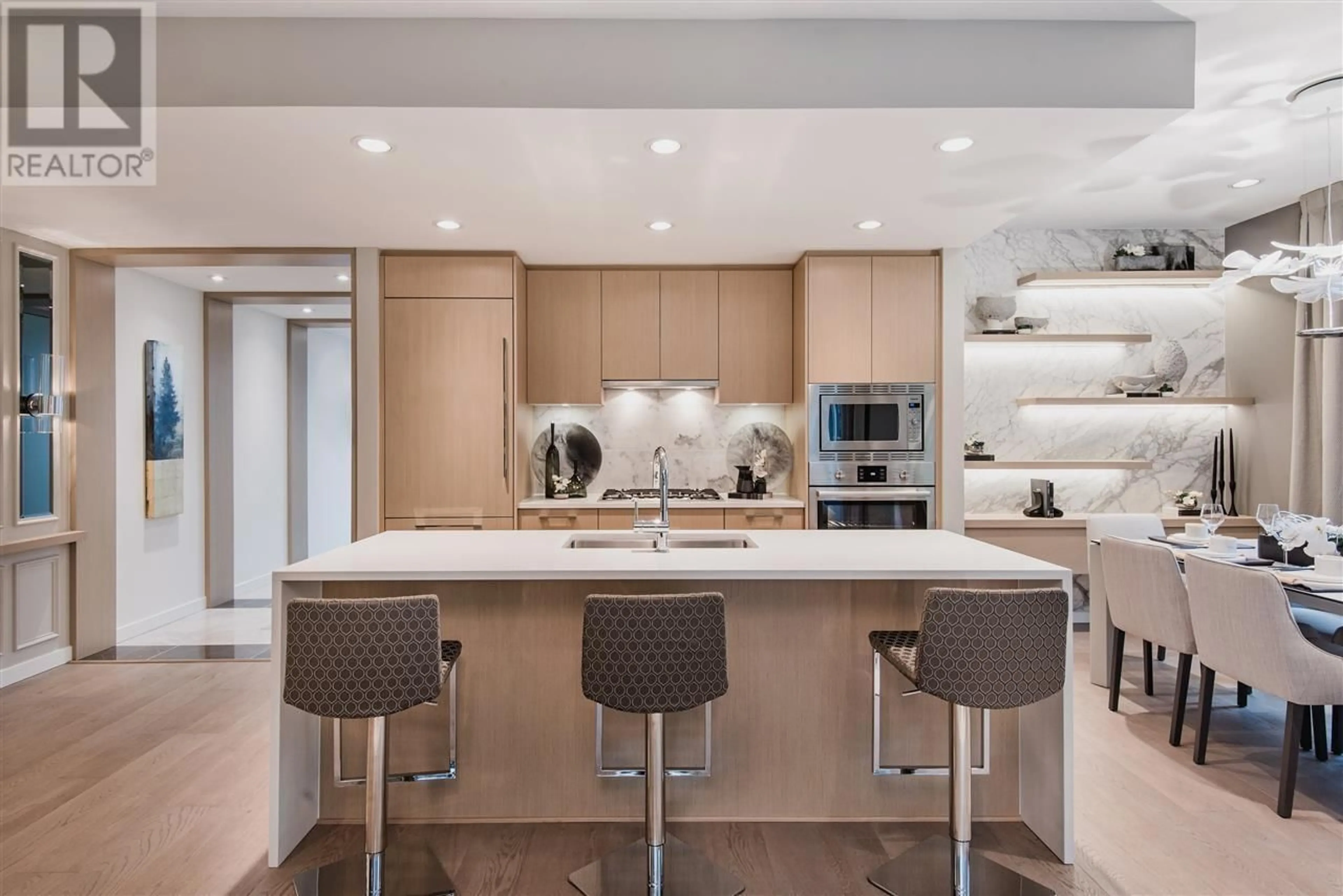 Contemporary kitchen, ceramic/tile floor for 409 - 3533 ROSS DRIVE, Vancouver British Columbia V6S0L3
