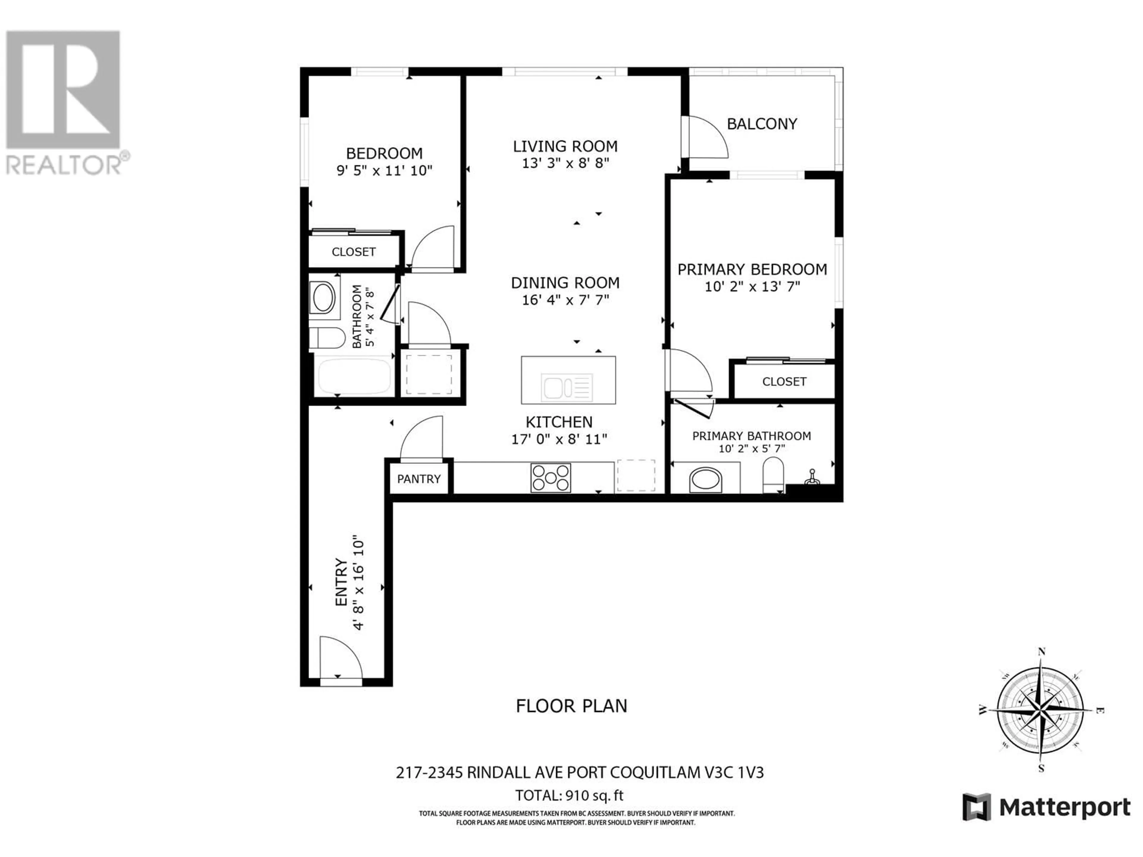 Floor plan for 217 - 2345 RINDALL AVENUE, Port Coquitlam British Columbia V3C0T1