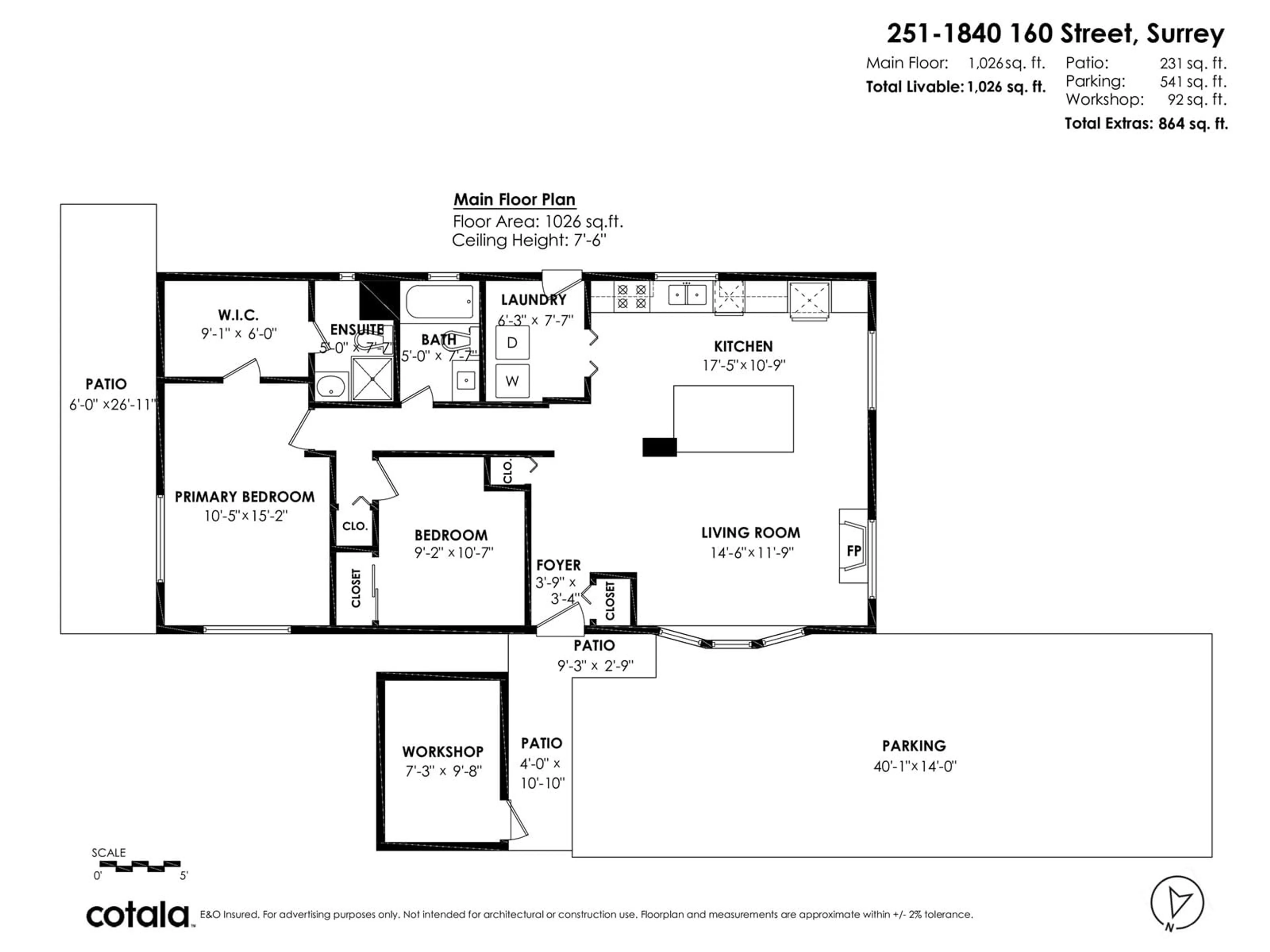 Floor plan for 251 - 1840 160, Surrey British Columbia V4A4X4