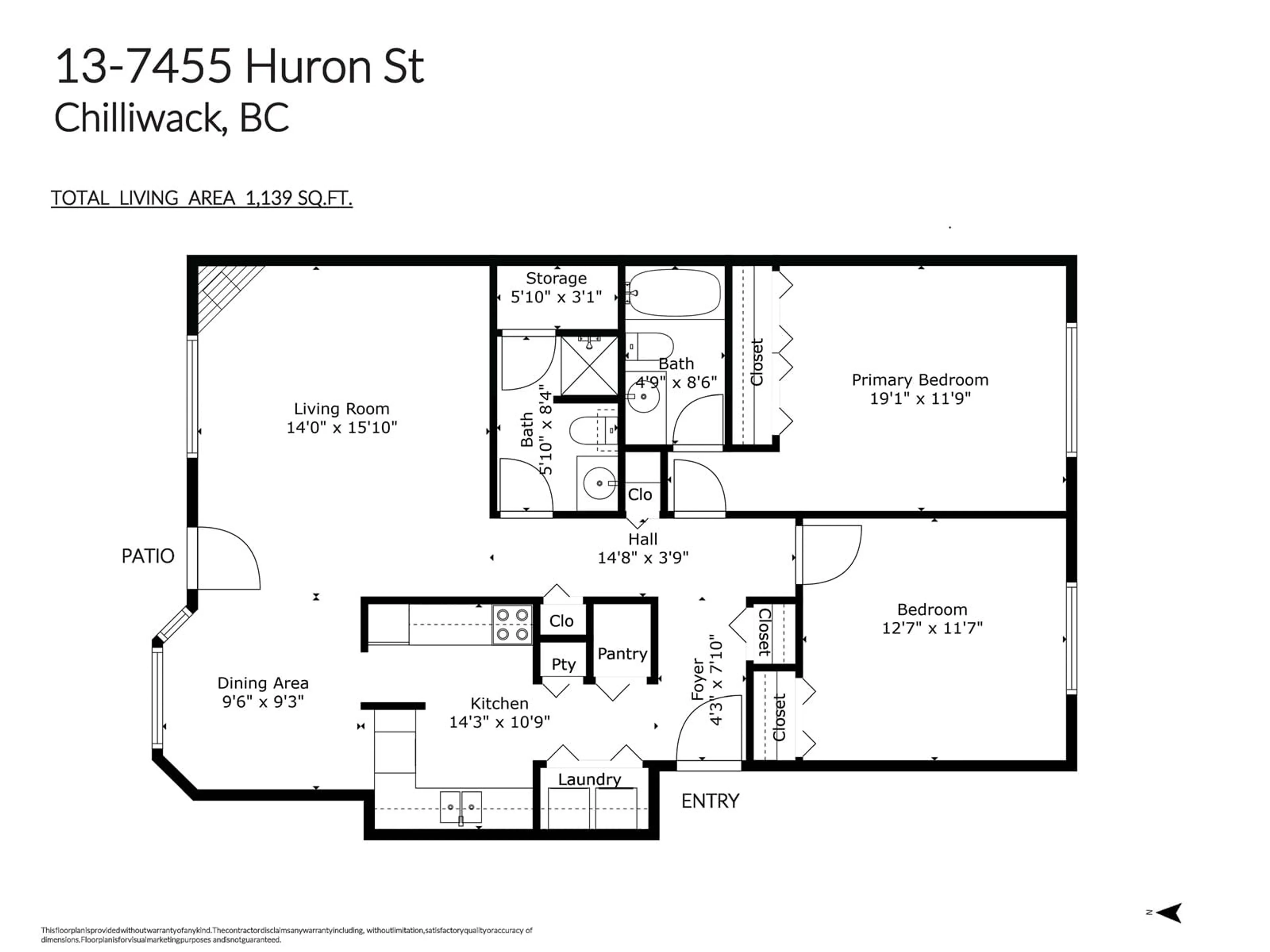 Floor plan for 13 - 7455 HURON STREET, Sardis British Columbia V2R2R9