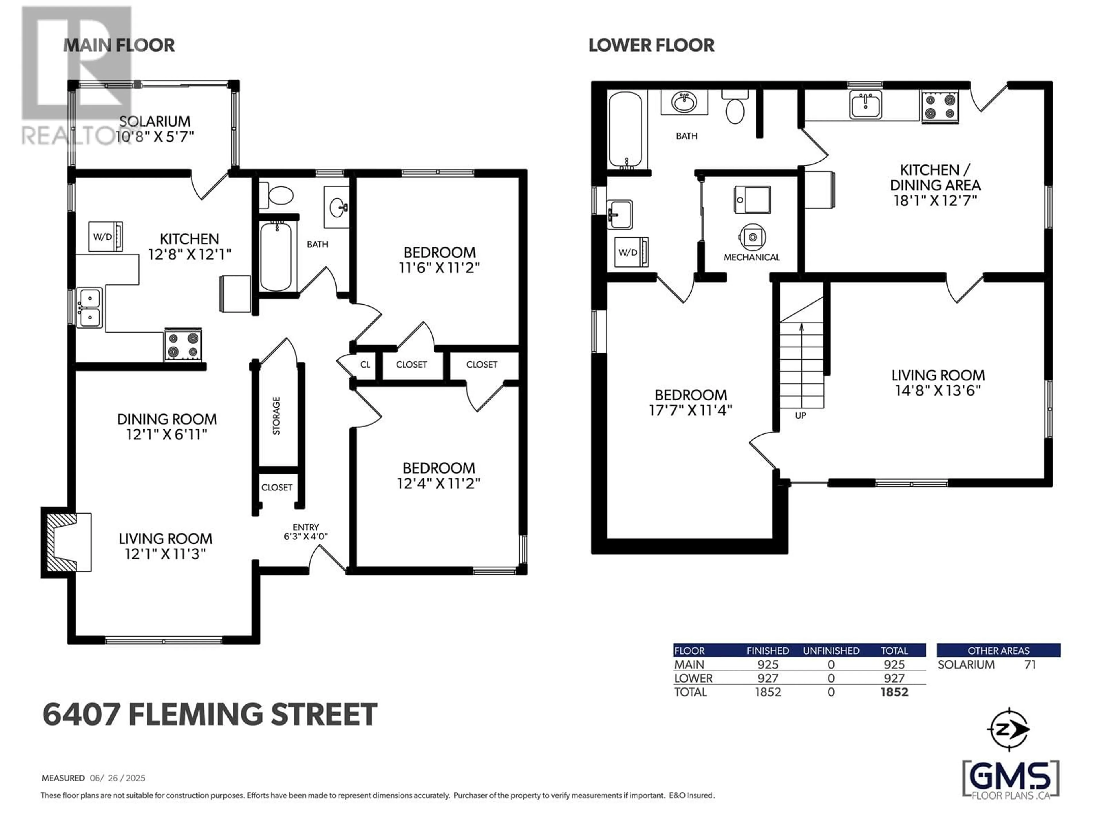 Floor plan for 6407 FLEMING STREET, Vancouver British Columbia V5P3G9