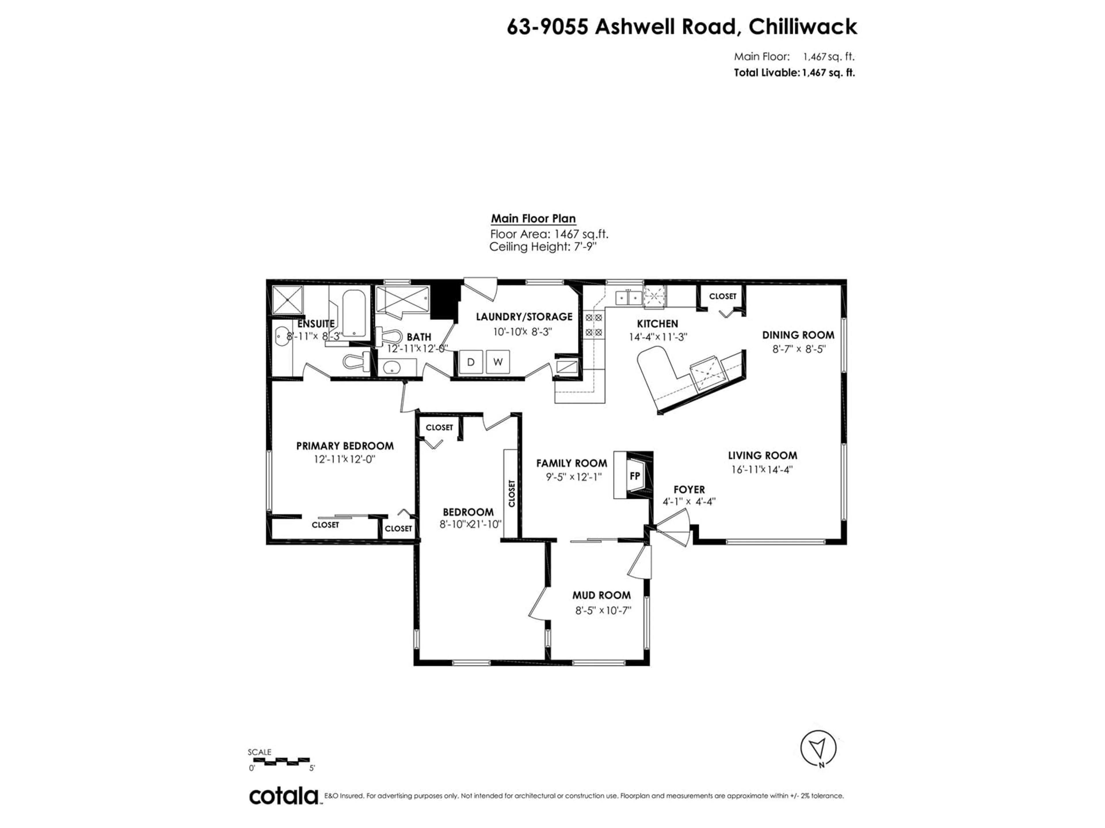 Floor plan for 63 - 9055 ASHWELL ROAD, Chilliwack British Columbia V2P7S6