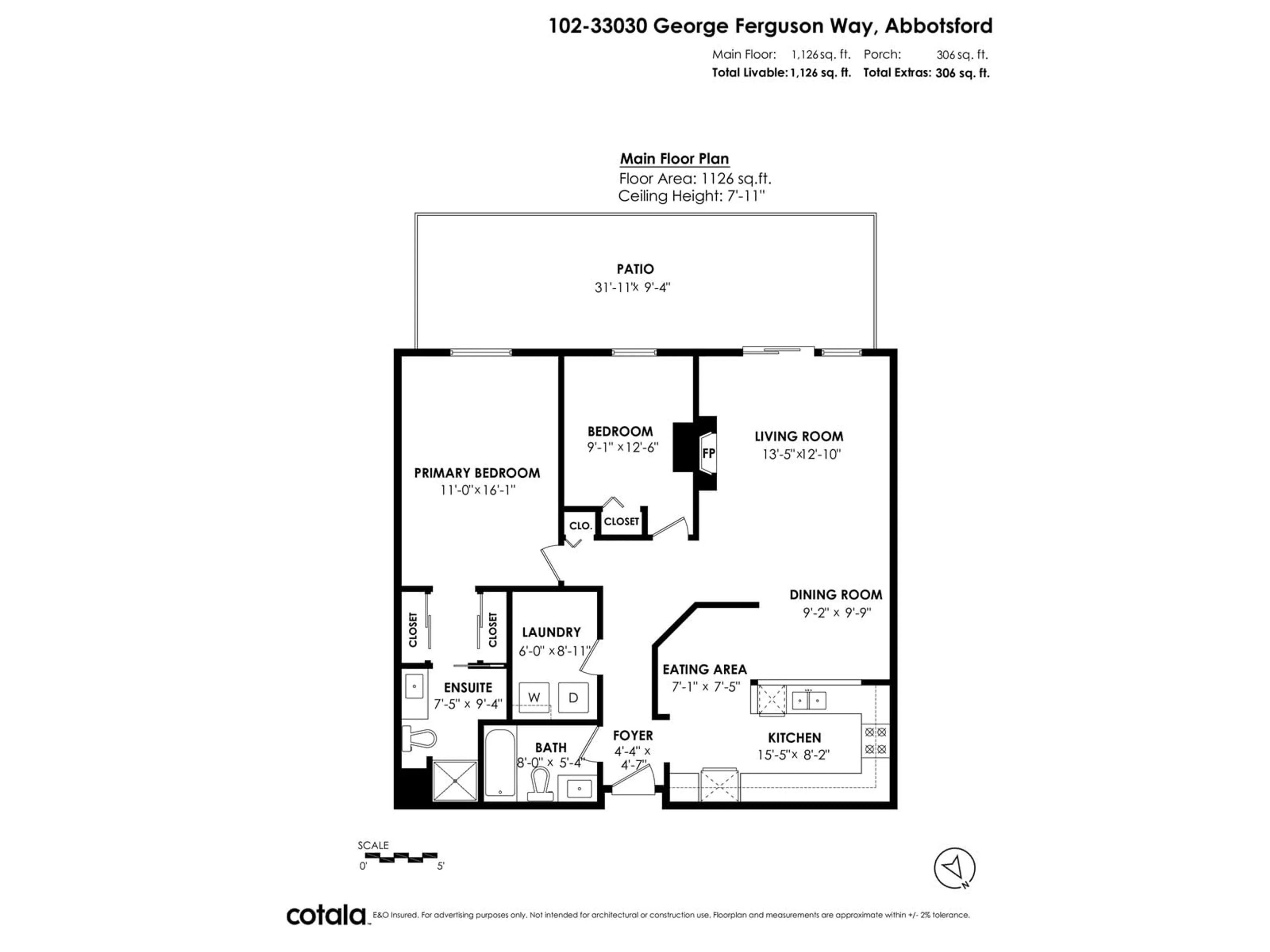 Floor plan for 102 - 33030 GEORGE FERGUSON, Abbotsford British Columbia V2S6Y2
