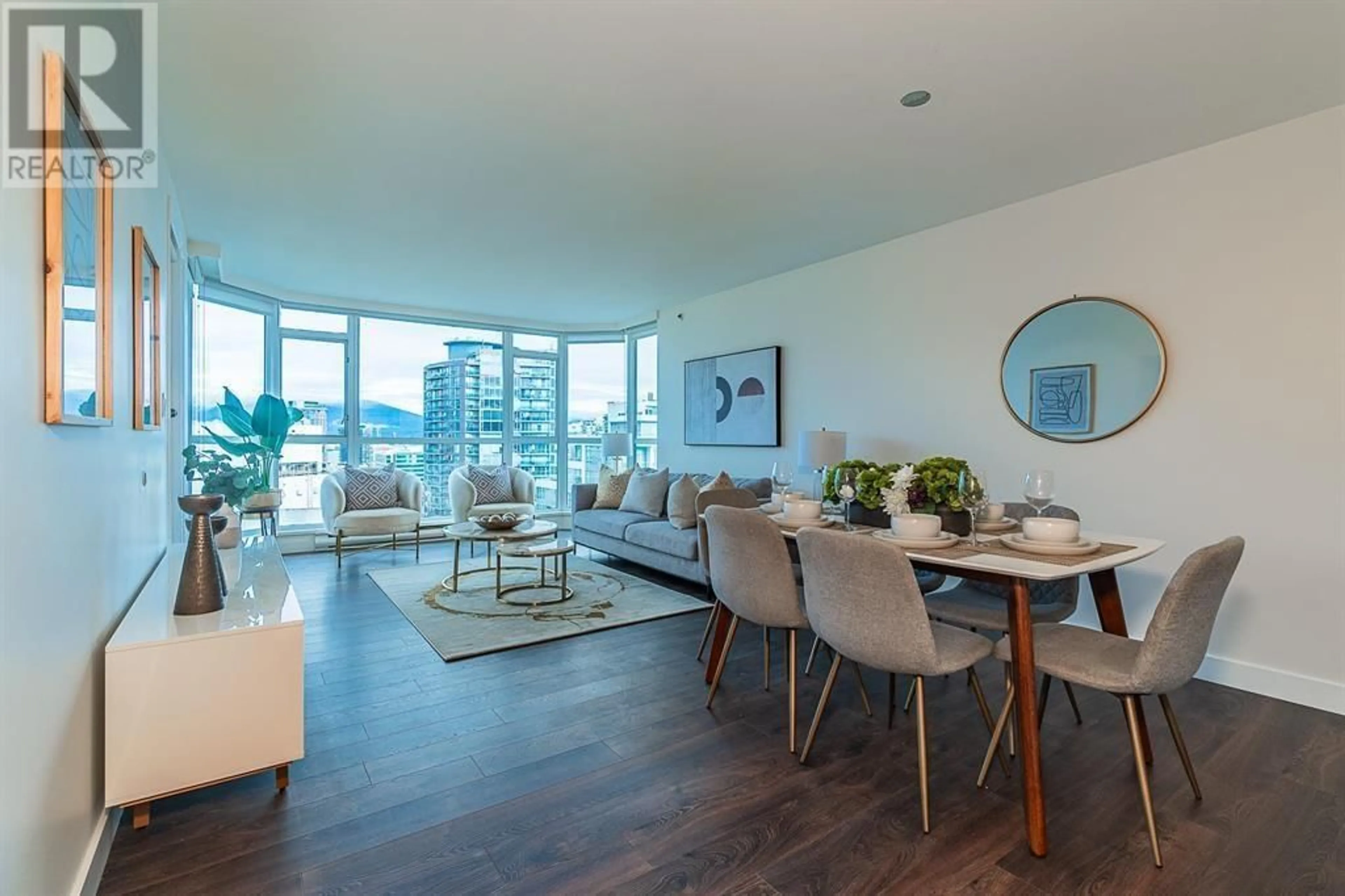 Living room with furniture, wood/laminate floor for 2405 - 888 HAMILTON STREET, Vancouver British Columbia V6B5W4