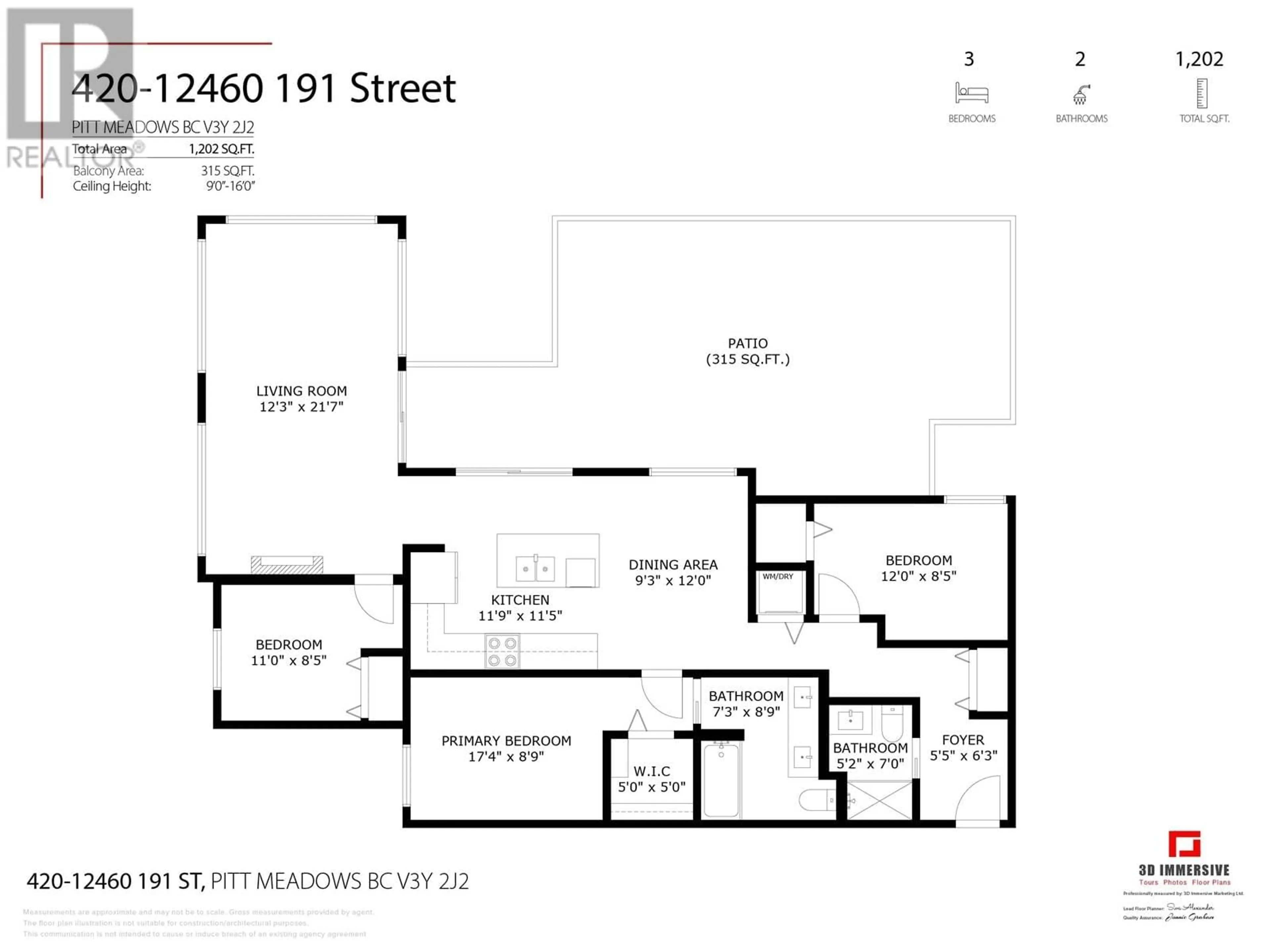Floor plan for 420 - 12460 191 STREET, Pitt Meadows British Columbia V3Y2J2