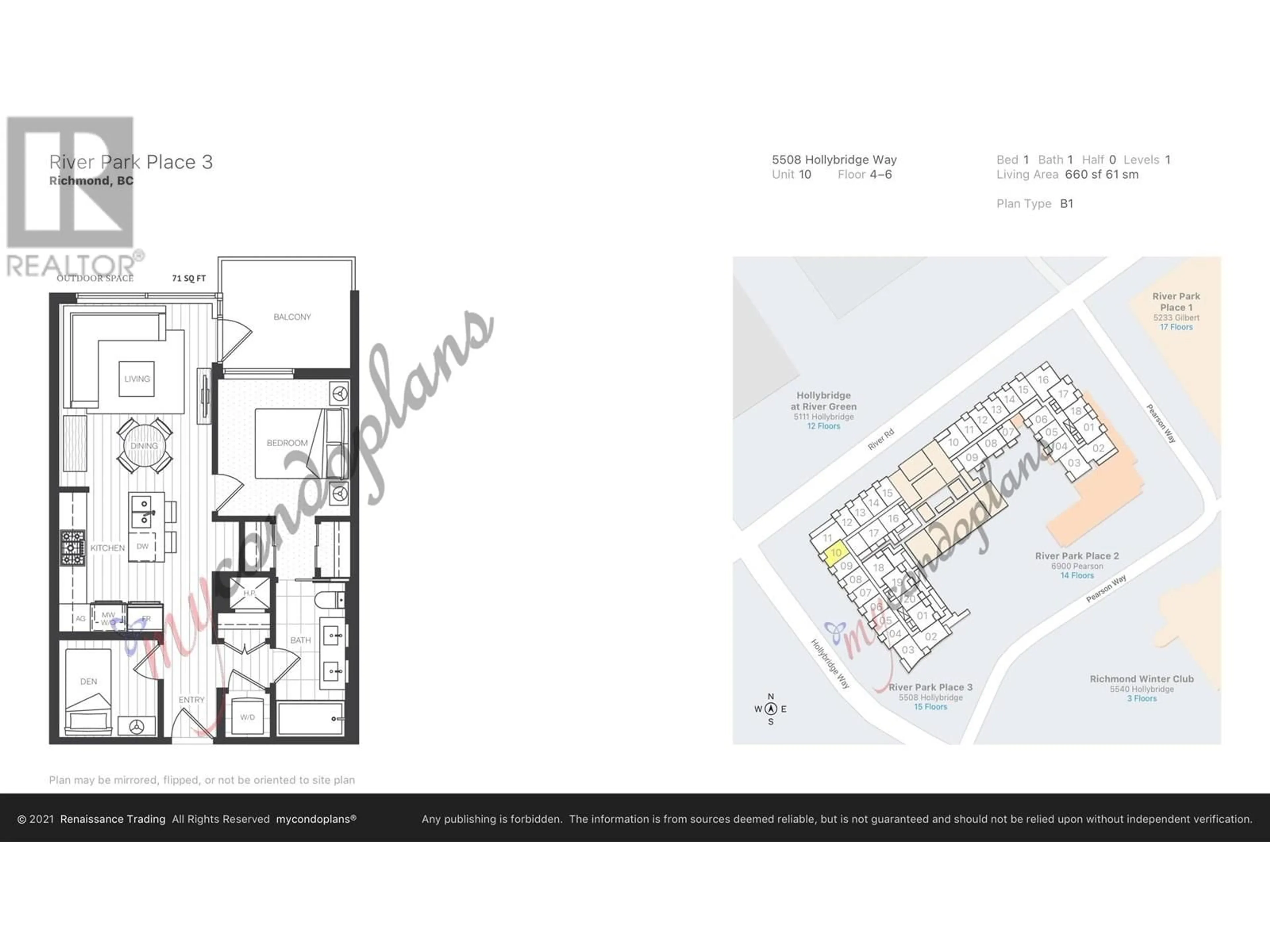 Floor plan for 610 - 5508 HOLLYBRIDGE WAY, Richmond British Columbia V7C0C7