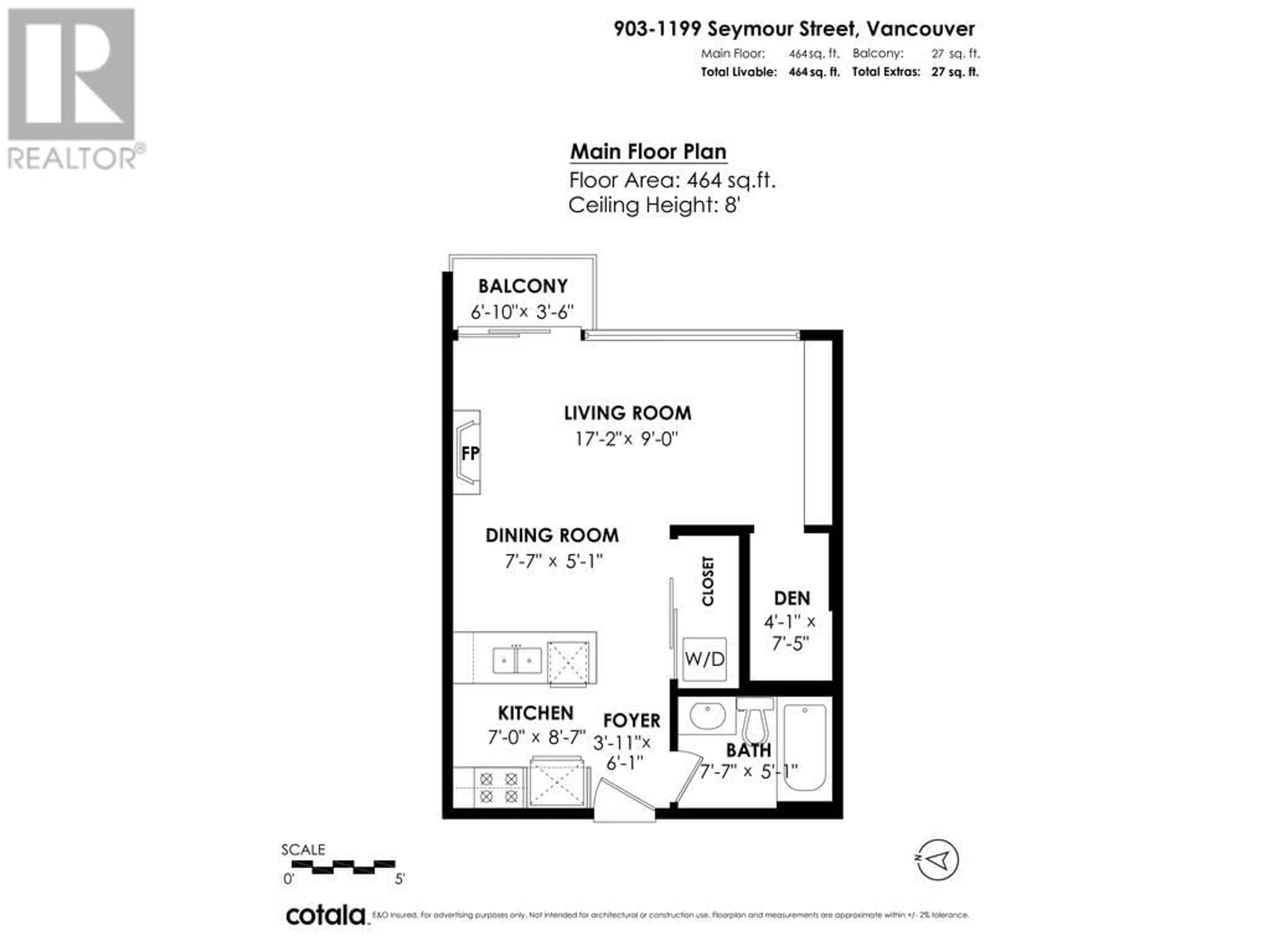 Floor plan for 903 - 1199 SEYMOUR STREET, Vancouver British Columbia V6B1K3