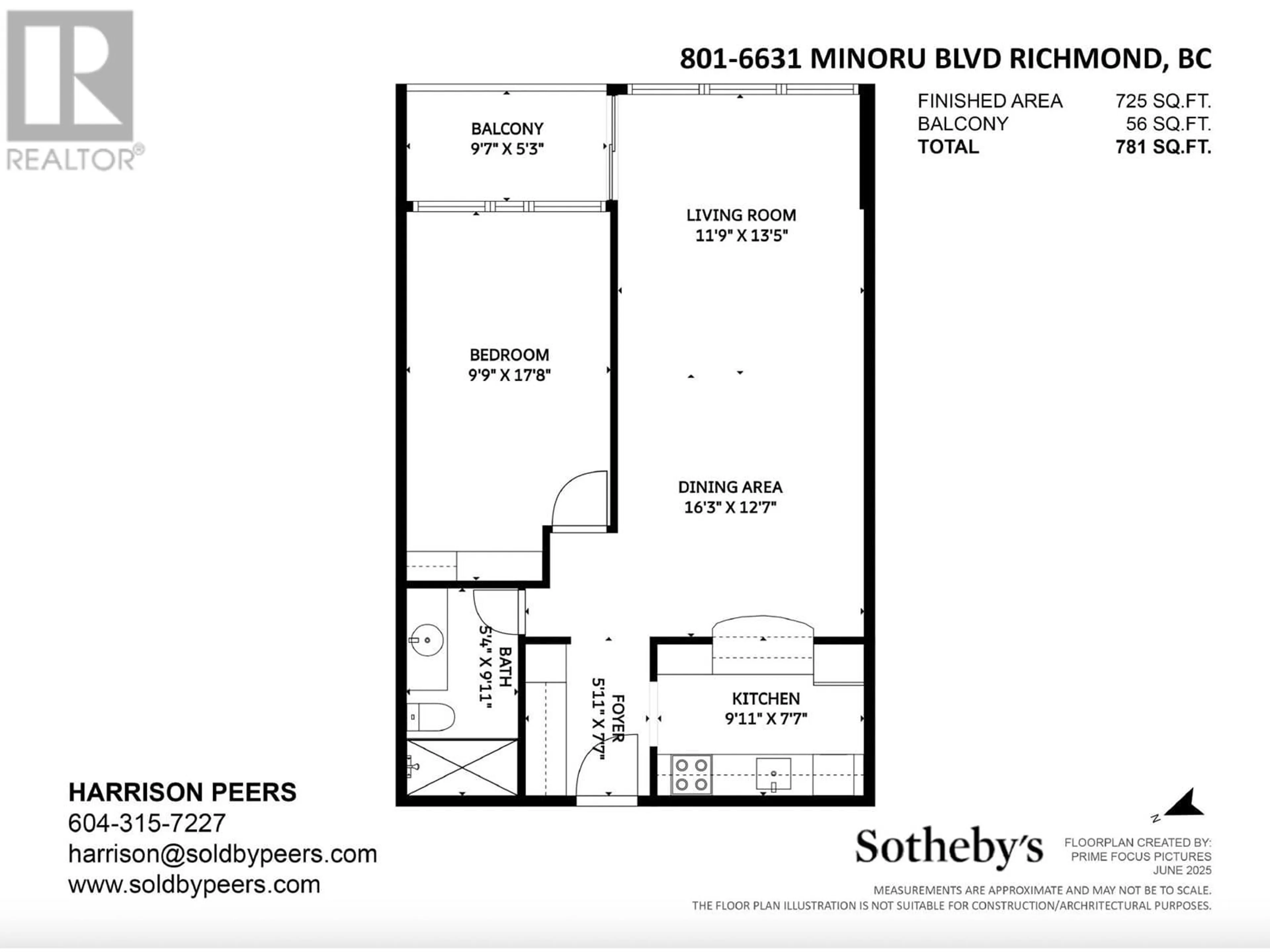 Floor plan for 801 - 6631 MINORU BOULEVARD, Richmond British Columbia V6Y1Z1