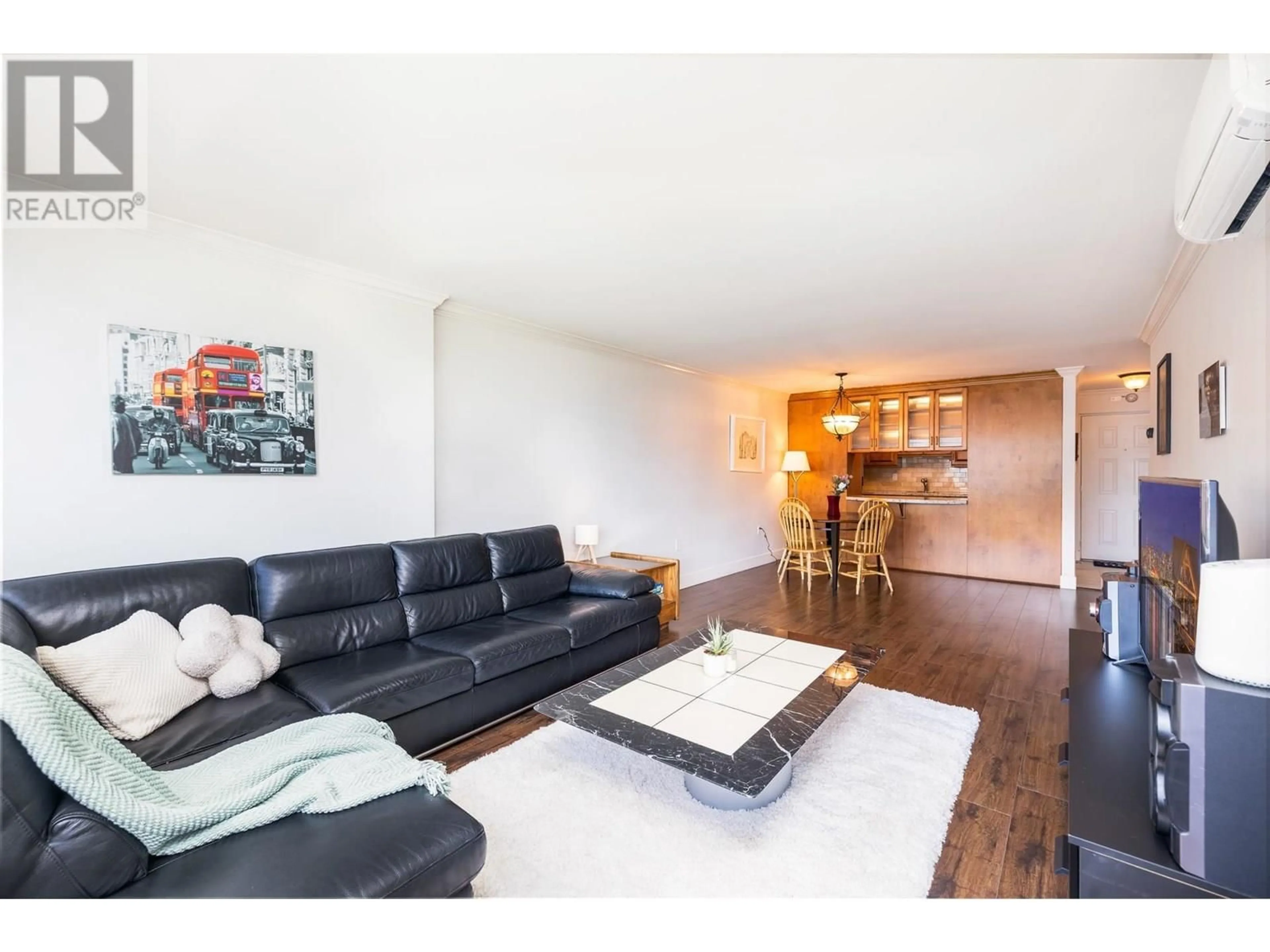 Living room with furniture, wood/laminate floor for 801 - 6631 MINORU BOULEVARD, Richmond British Columbia V6Y1Z1