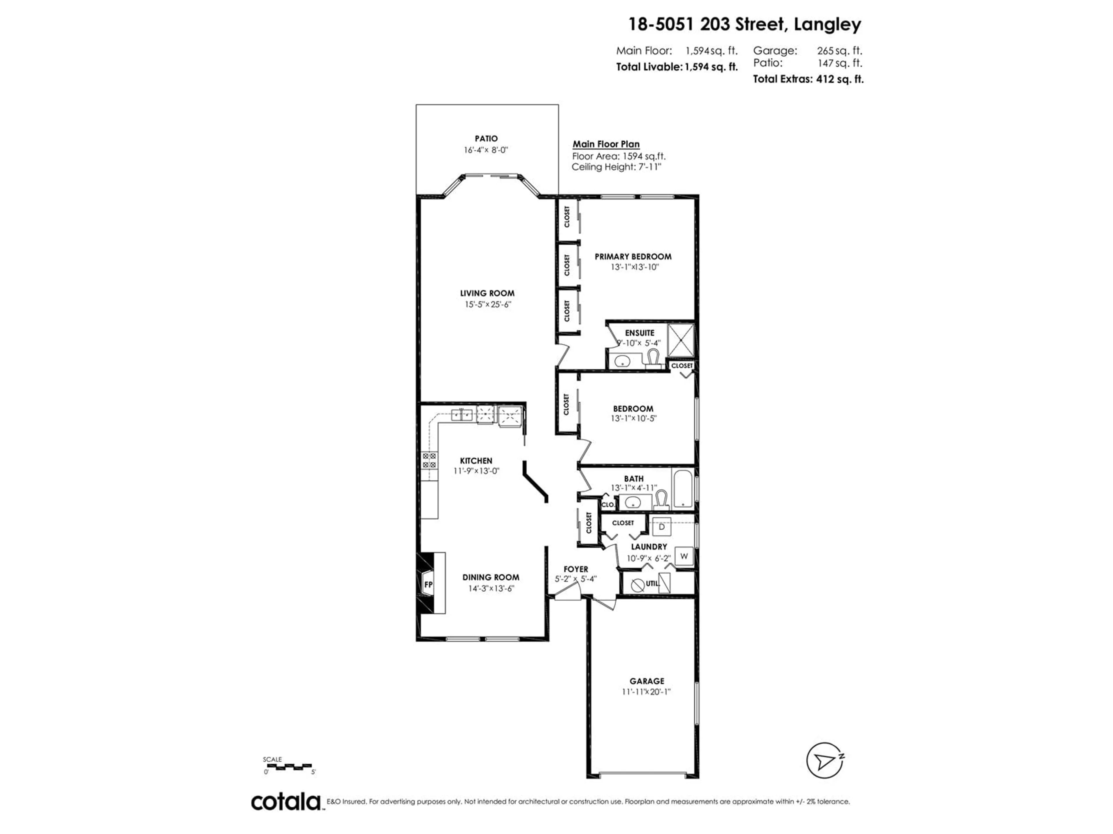 Floor plan for 18 - 5051 203, Langley British Columbia V3A1V5