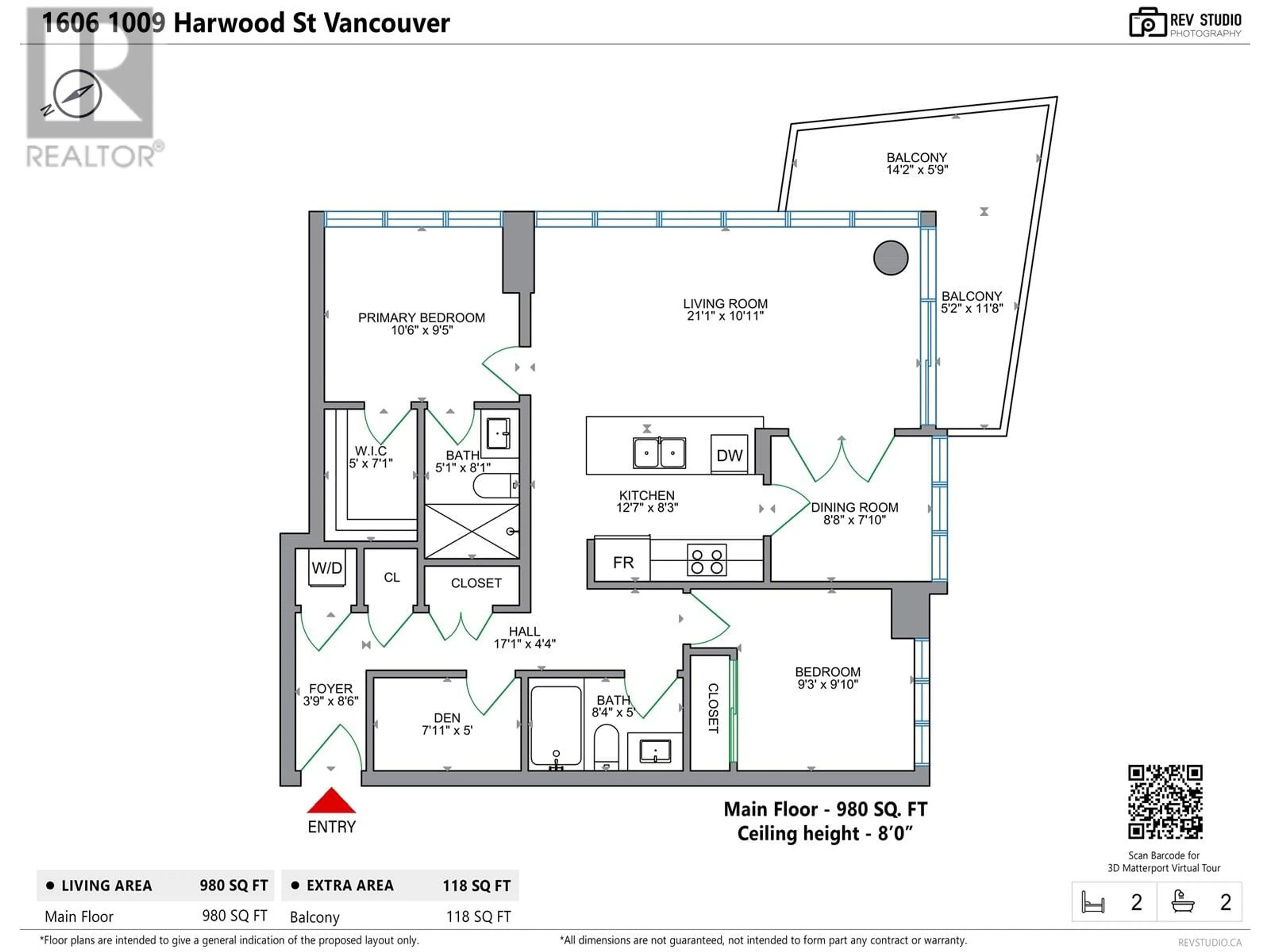 Floor plan for 1606 - 1009 HARWOOD STREET, Vancouver British Columbia V6E0C2