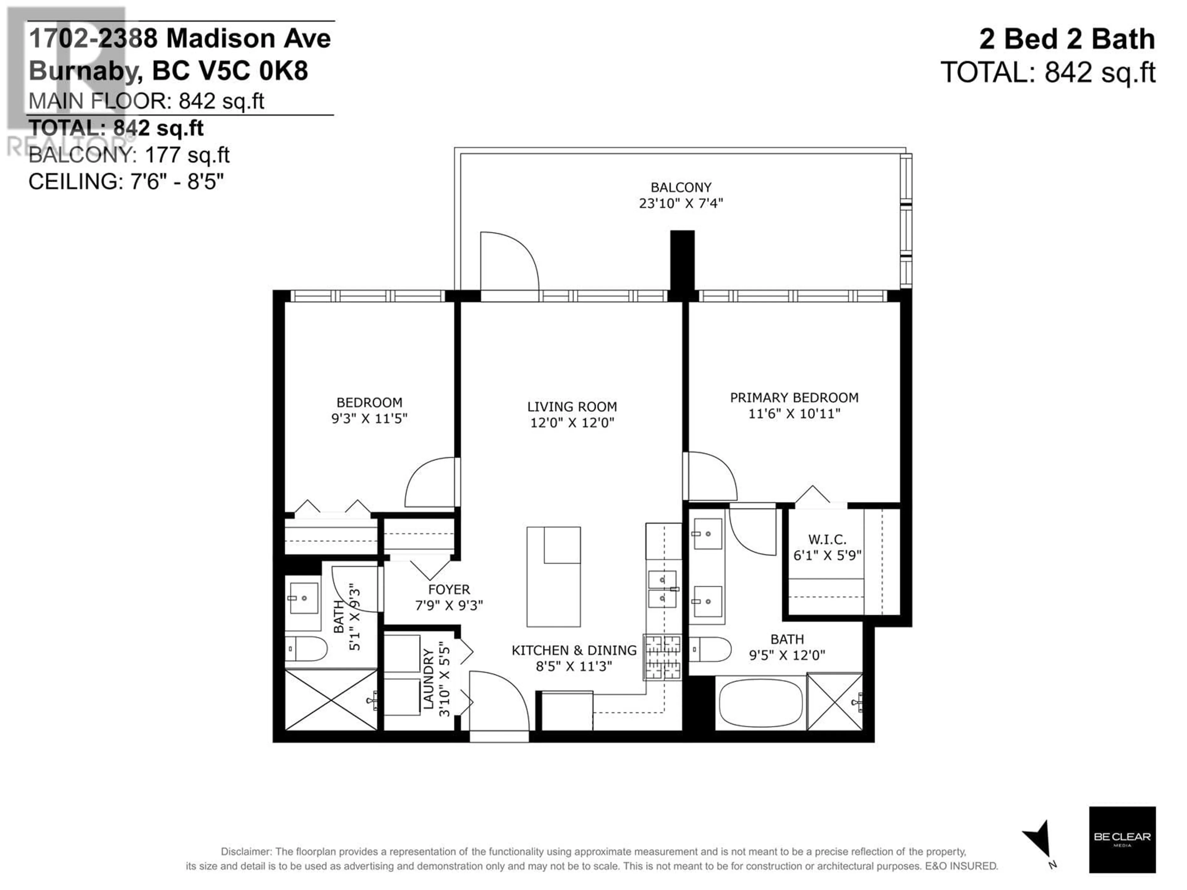 Floor plan for 1702 - 2388 MADISON AVENUE, Burnaby British Columbia V5C0K8