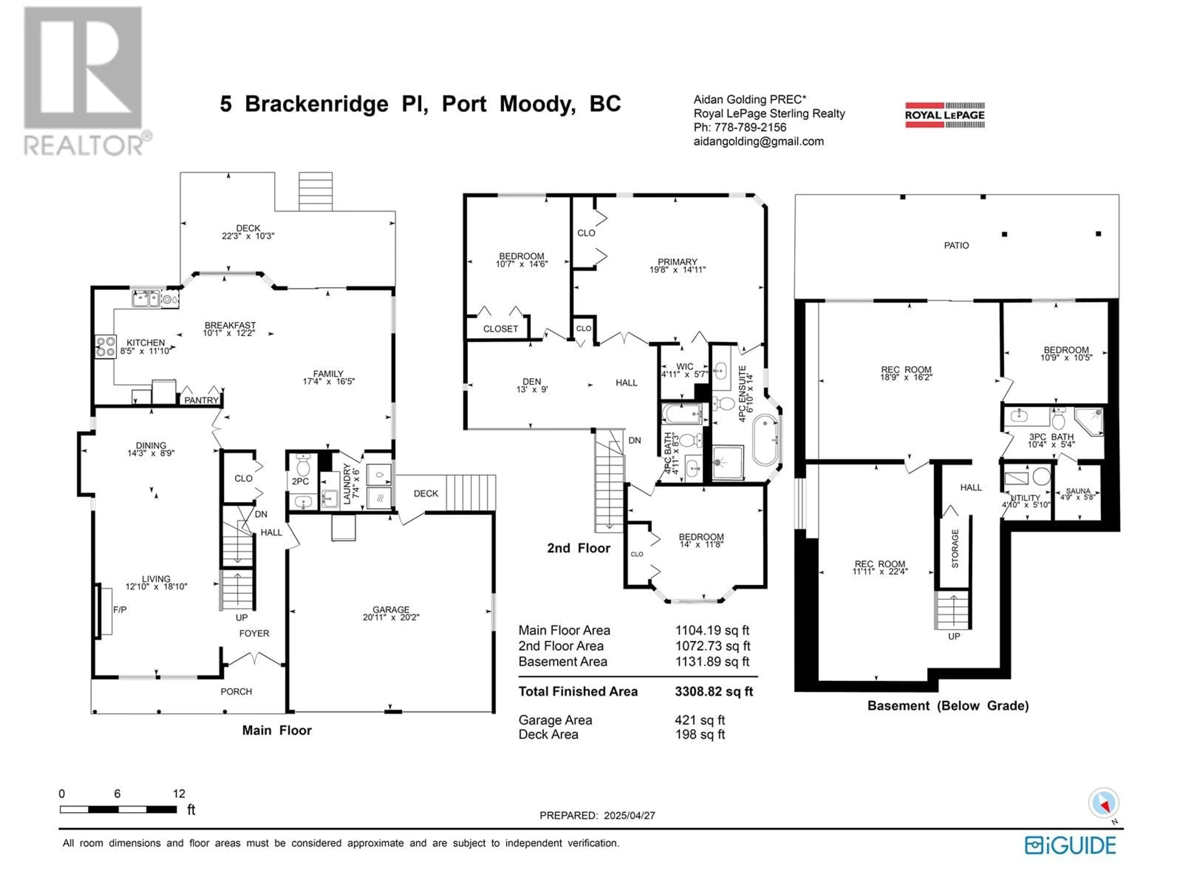 Floor plan for 5 BRACKENRIDGE PLACE, Port Moody British Columbia V3H4G4