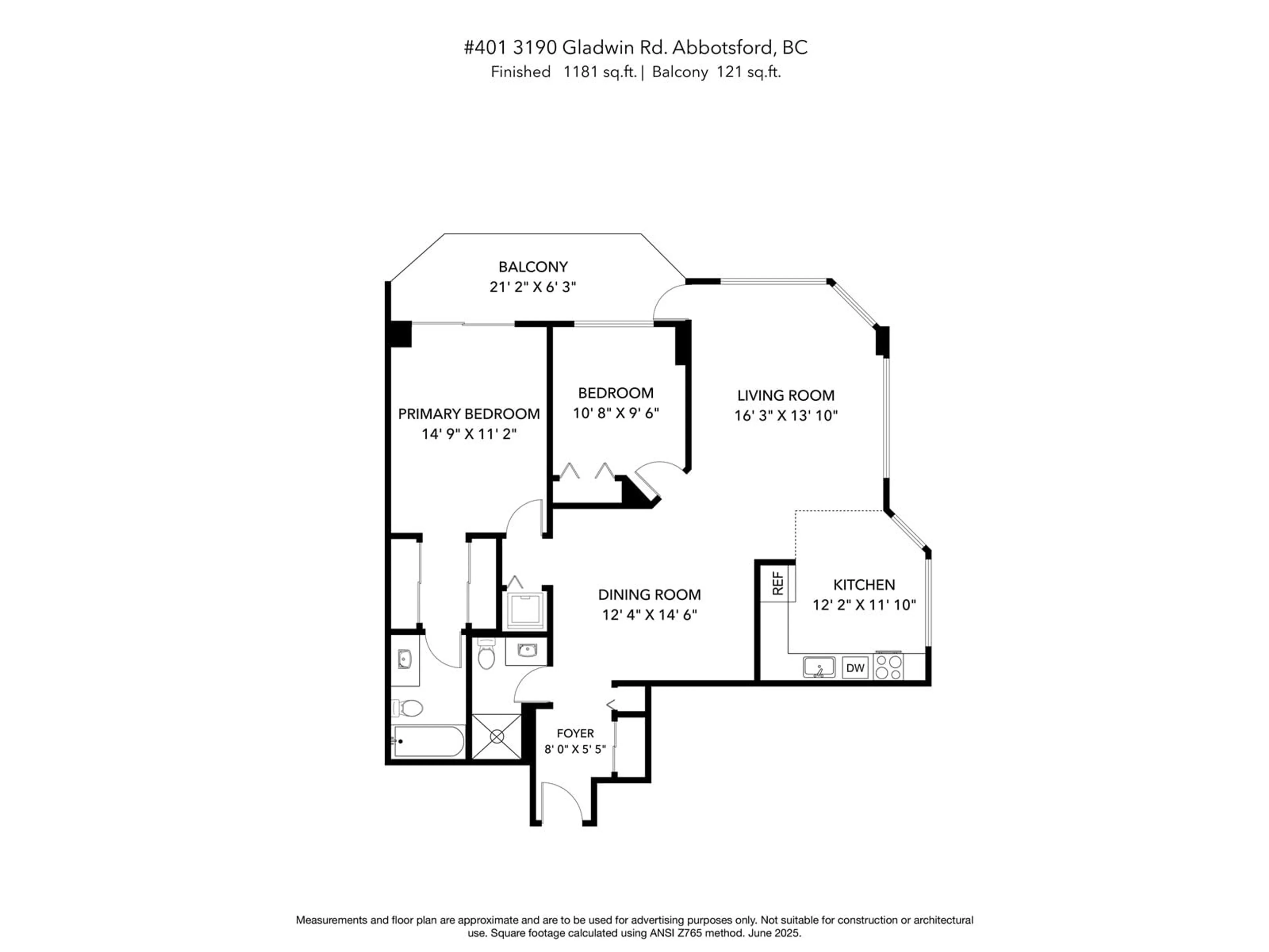 Floor plan for 401 - 3190 GLADWIN, Abbotsford British Columbia V2T5T2