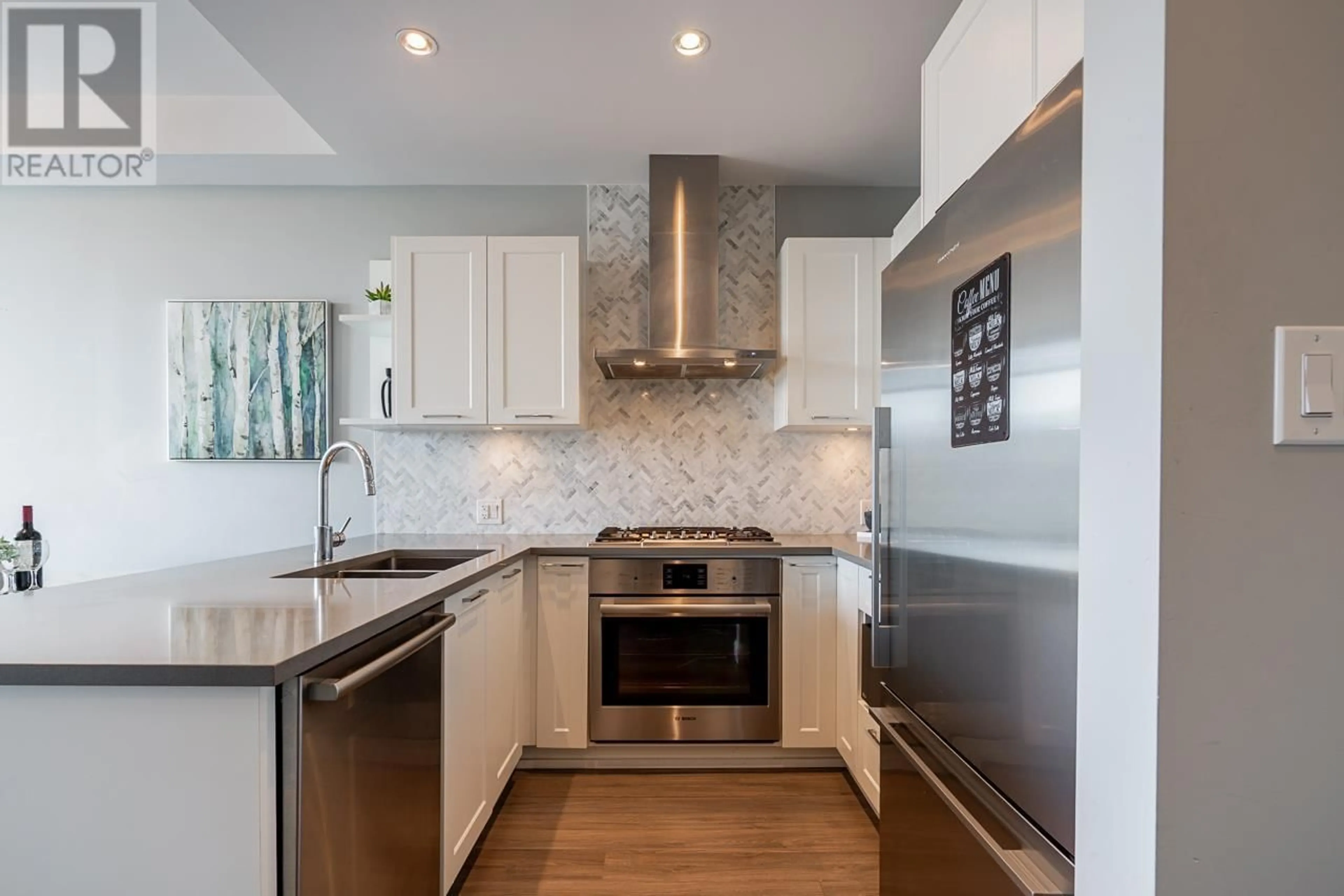Contemporary kitchen, ceramic/tile floor for 2603 - 520 COMO LAKE AVENUE, Coquitlam British Columbia V3J0E8