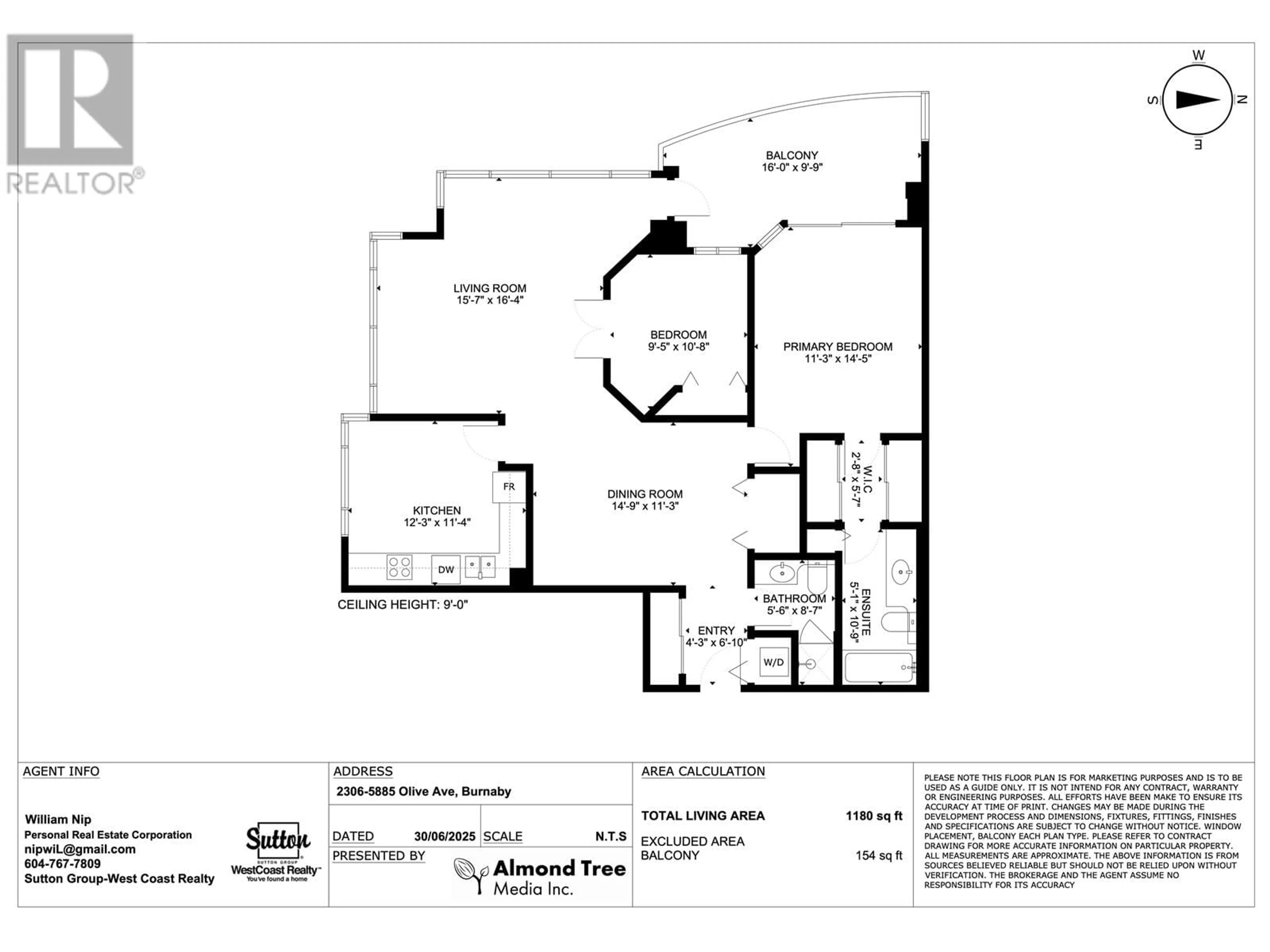 Floor plan for 2306 - 5885 OLIVE AVENUE, Burnaby British Columbia V5H4N8