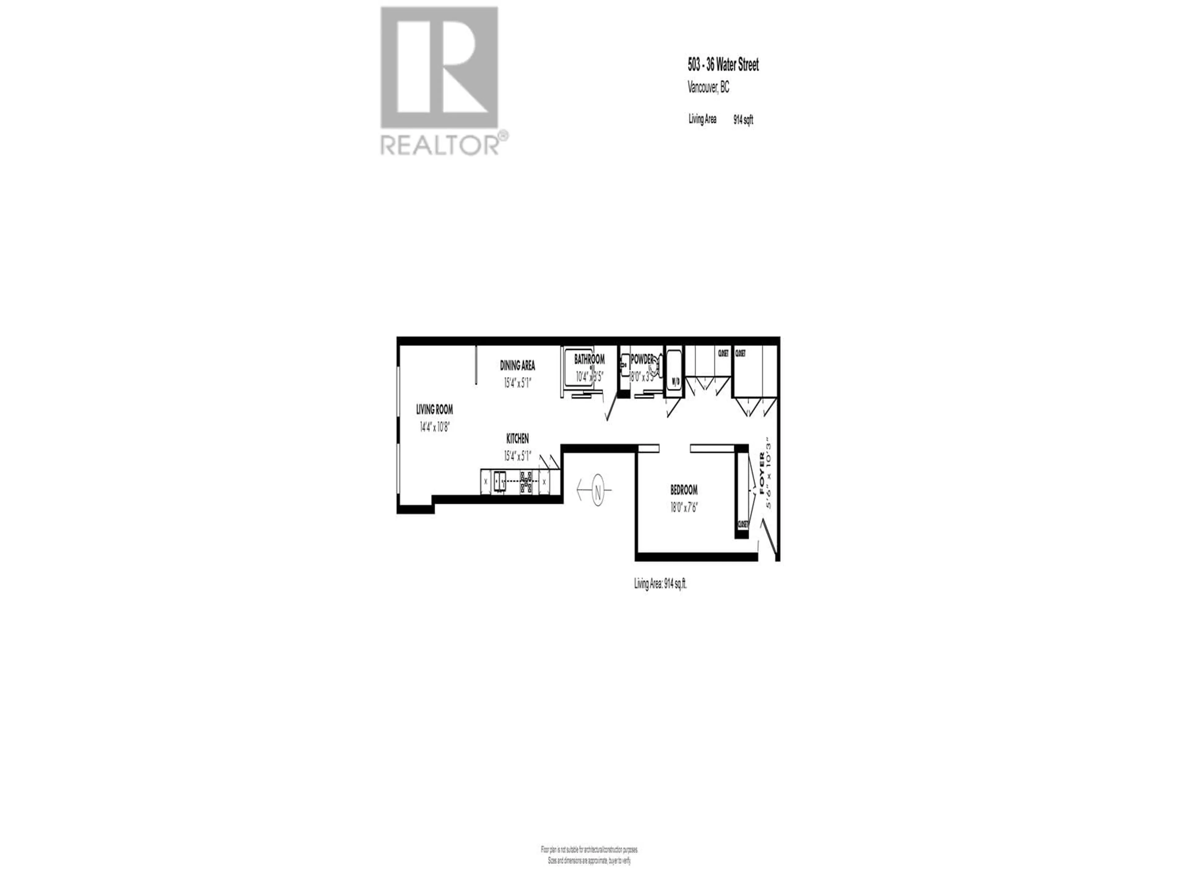 Floor plan for 503 - 36 WATER STREET, Vancouver British Columbia V6B0B7