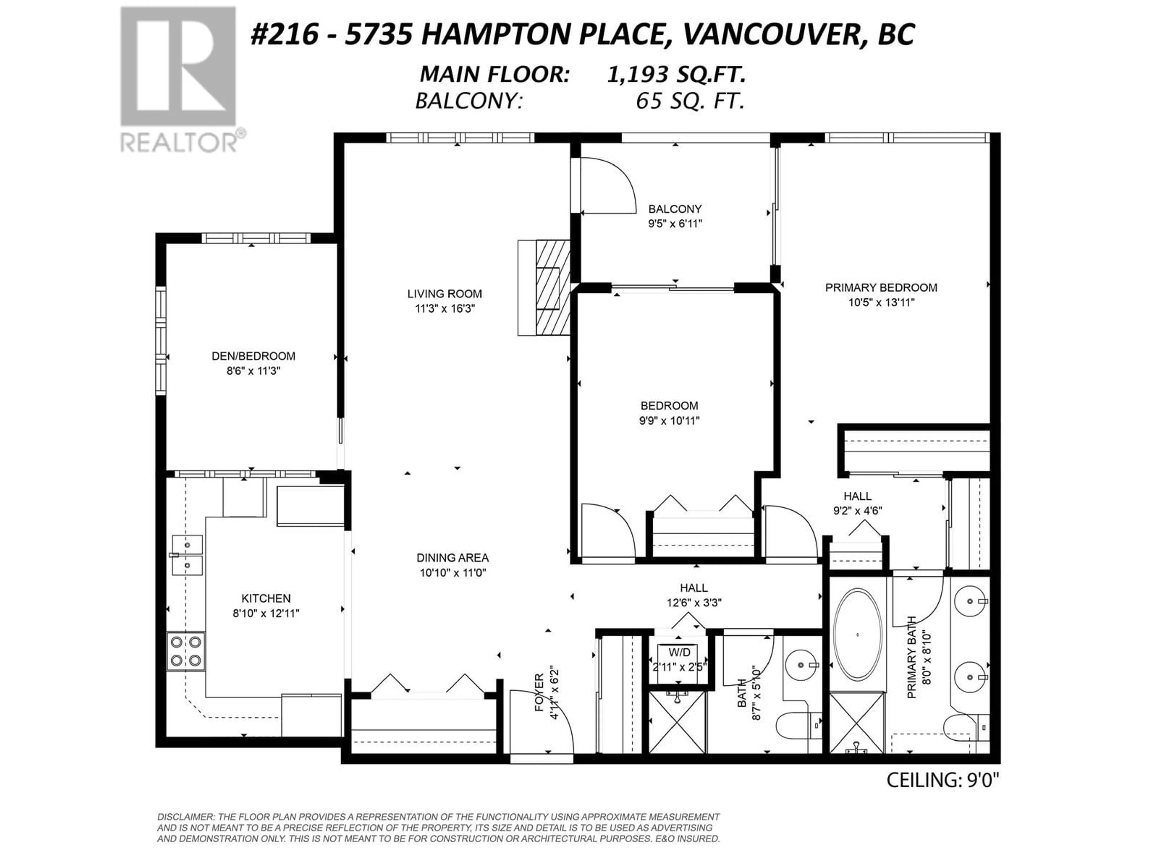 Floor plan for 216 - 5735 HAMPTON PLACE, Vancouver British Columbia V6T2G8
