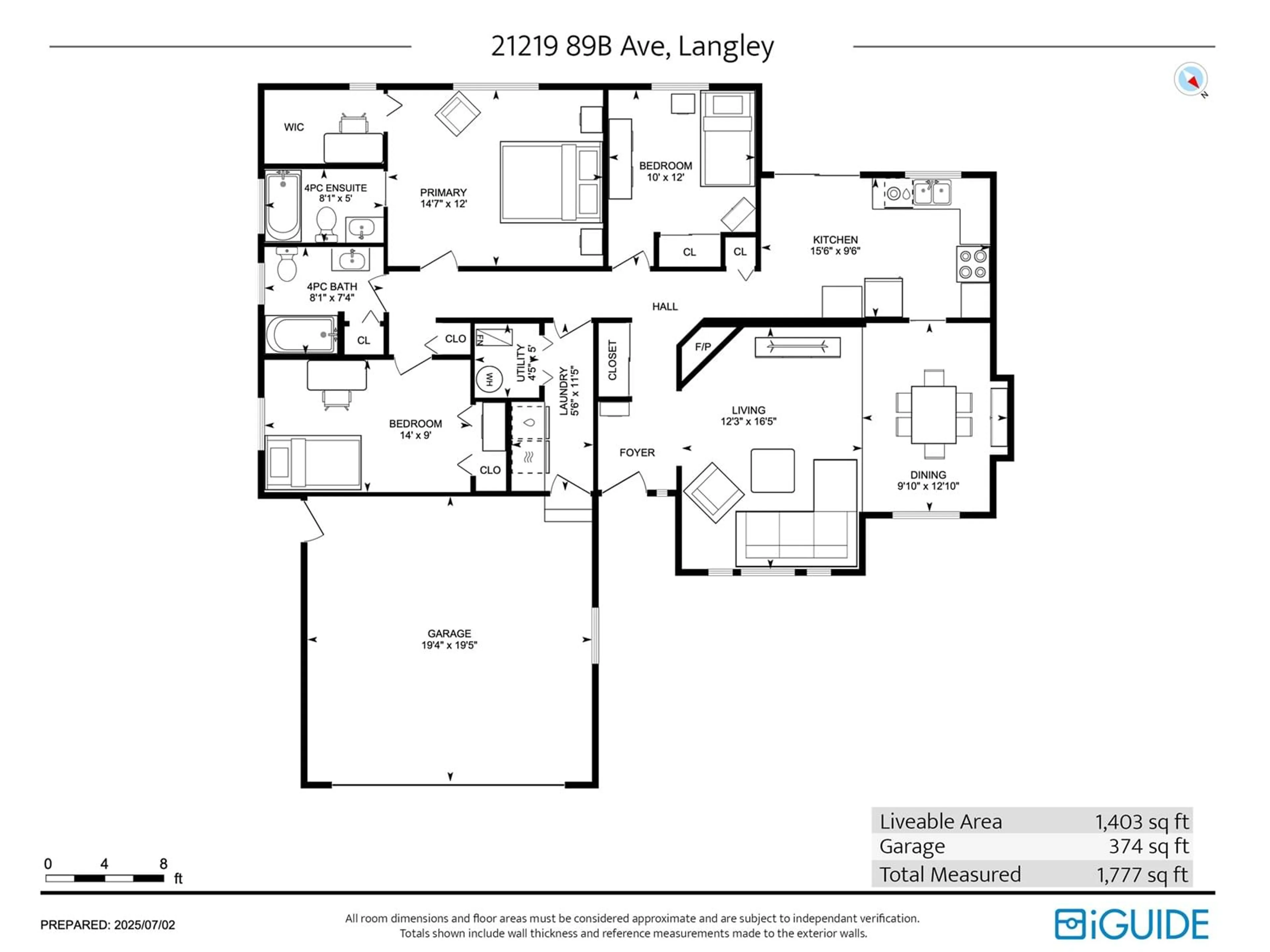 Floor plan for 21219 89B, Langley British Columbia V1M1Z4