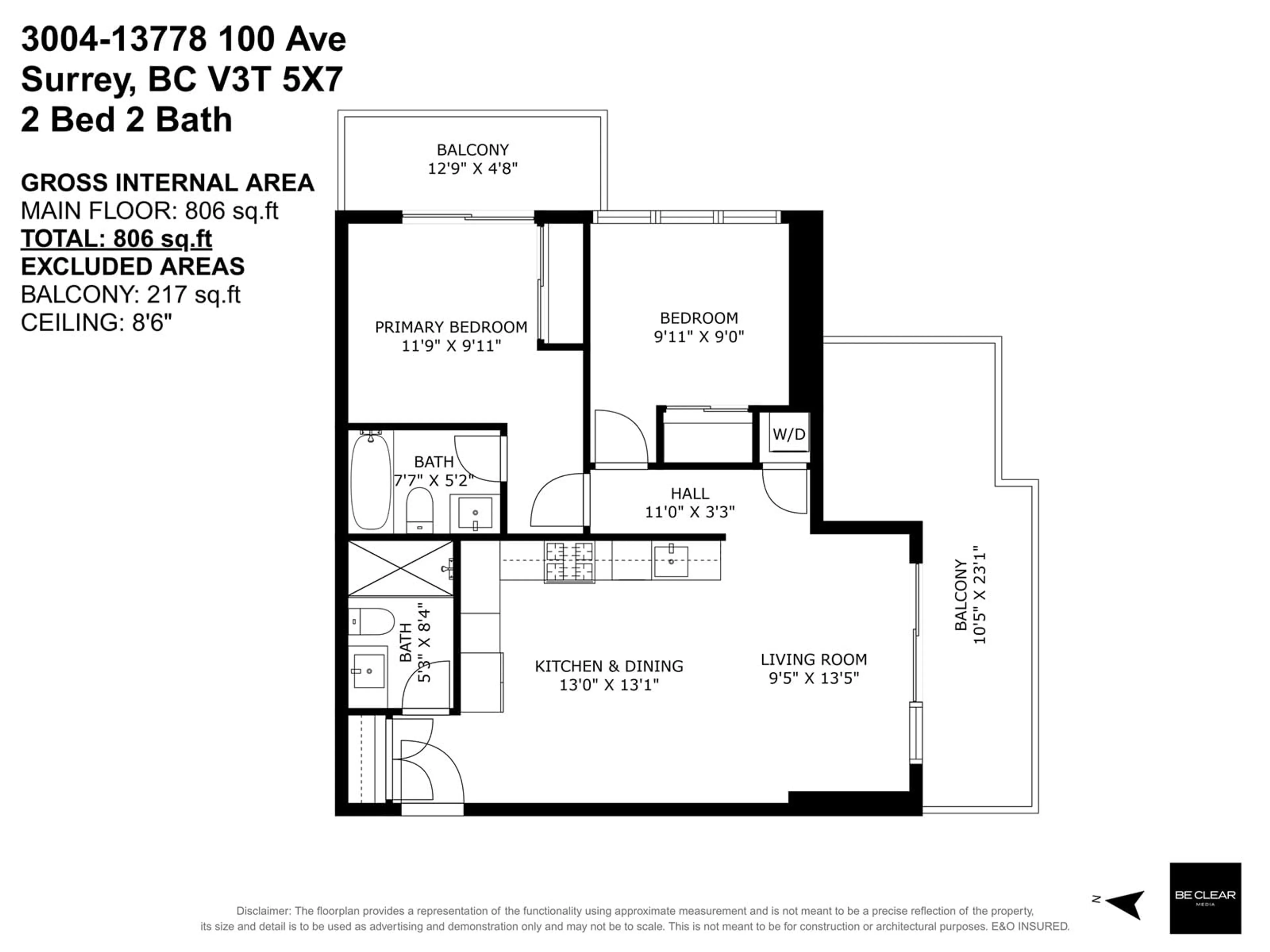 Floor plan for 3004 - 13778 100, Surrey British Columbia V3T0V3