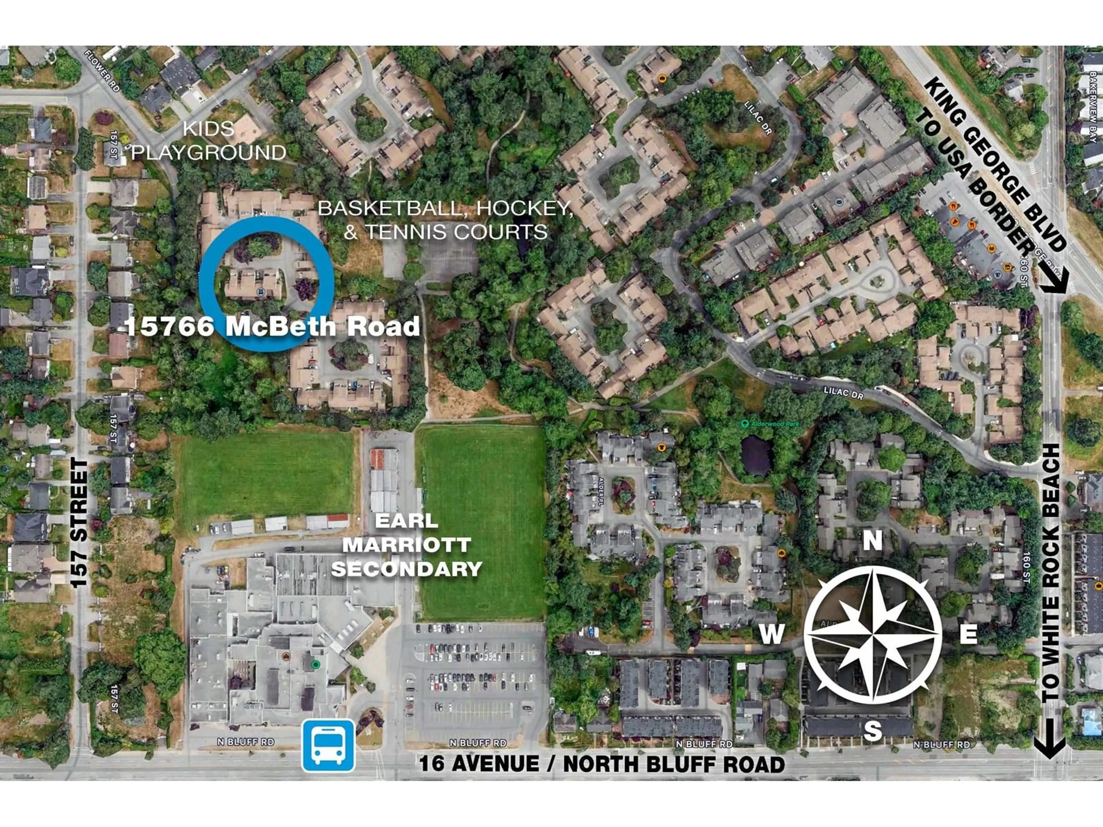 A pic from outside/outdoor area/front of a property/back of a property/a pic from drone, street for 15766 MCBETH, Surrey British Columbia V4A5X3