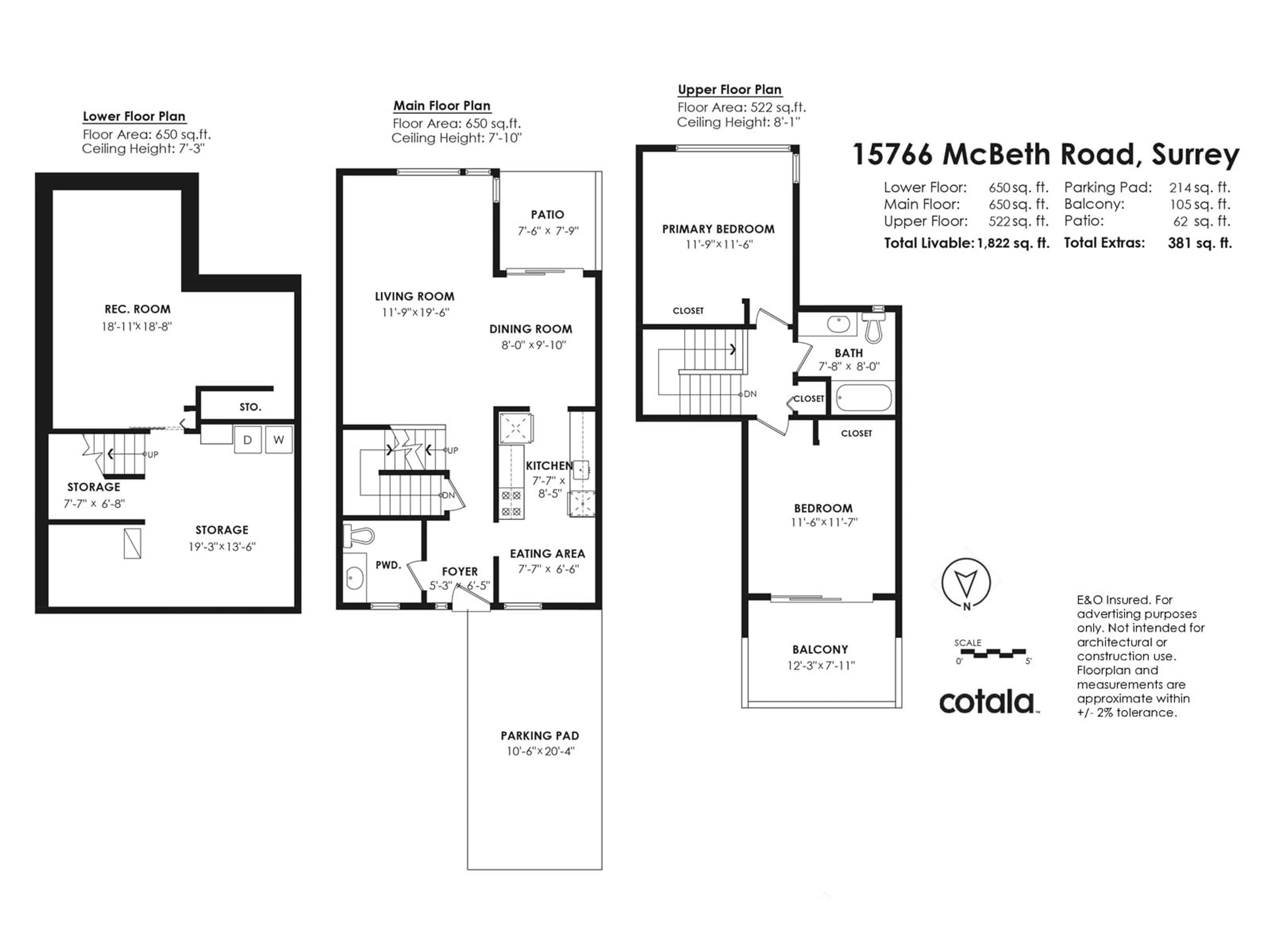 Floor plan for 15766 MCBETH, Surrey British Columbia V4A5X3
